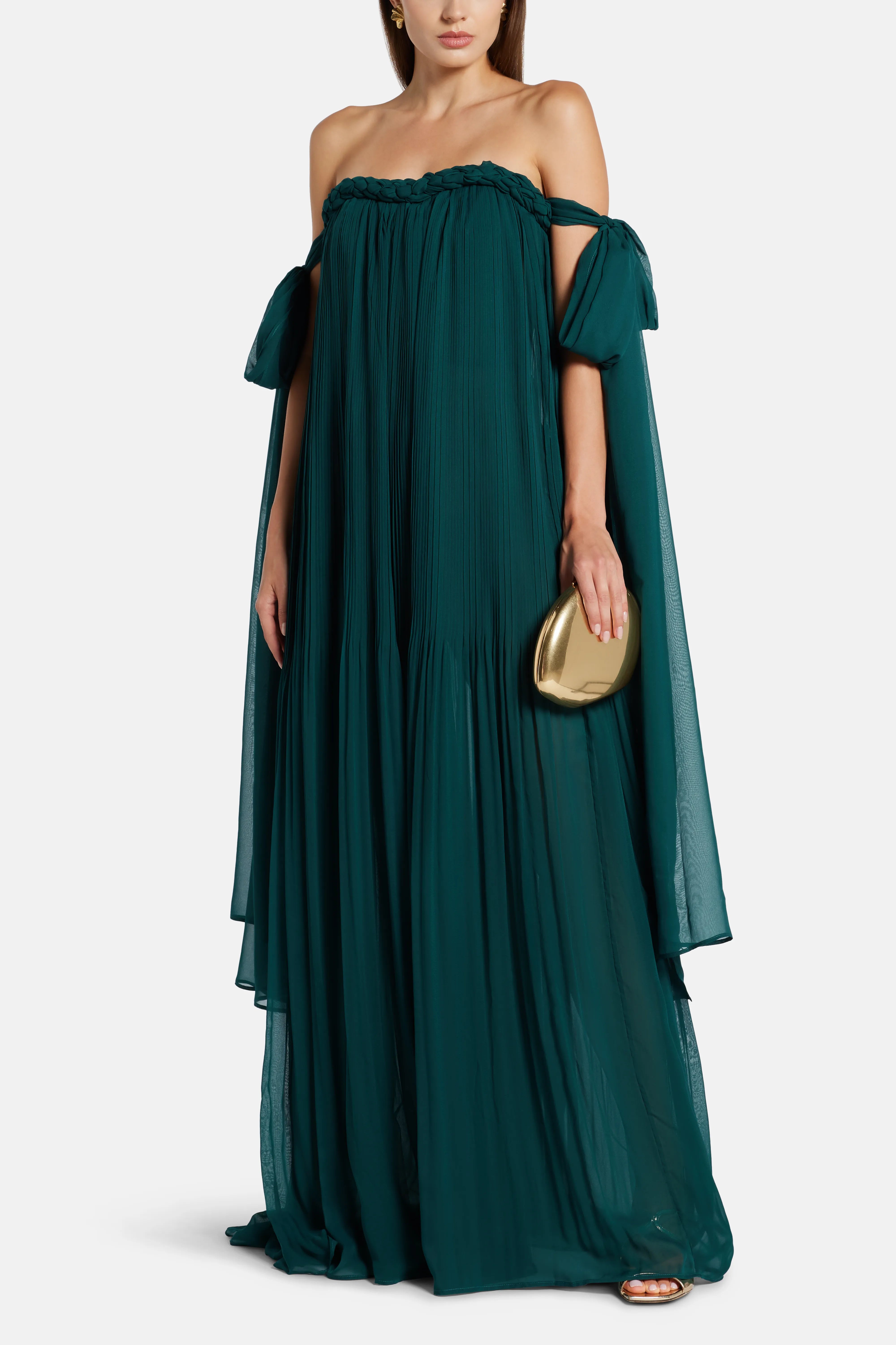 Camilla Off Shoulder Maxi Dress in Green