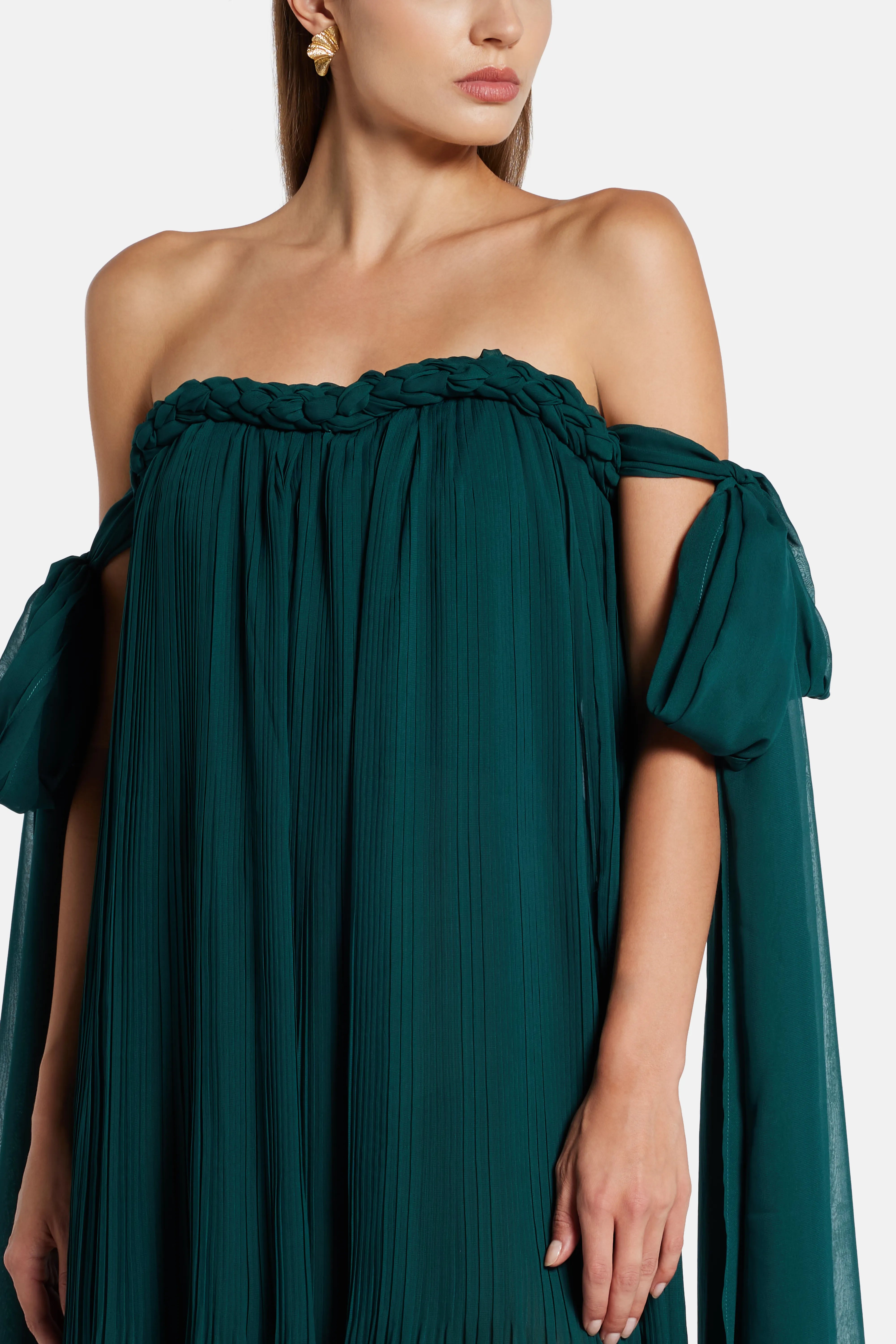 Camilla Off Shoulder Maxi Dress in Green
