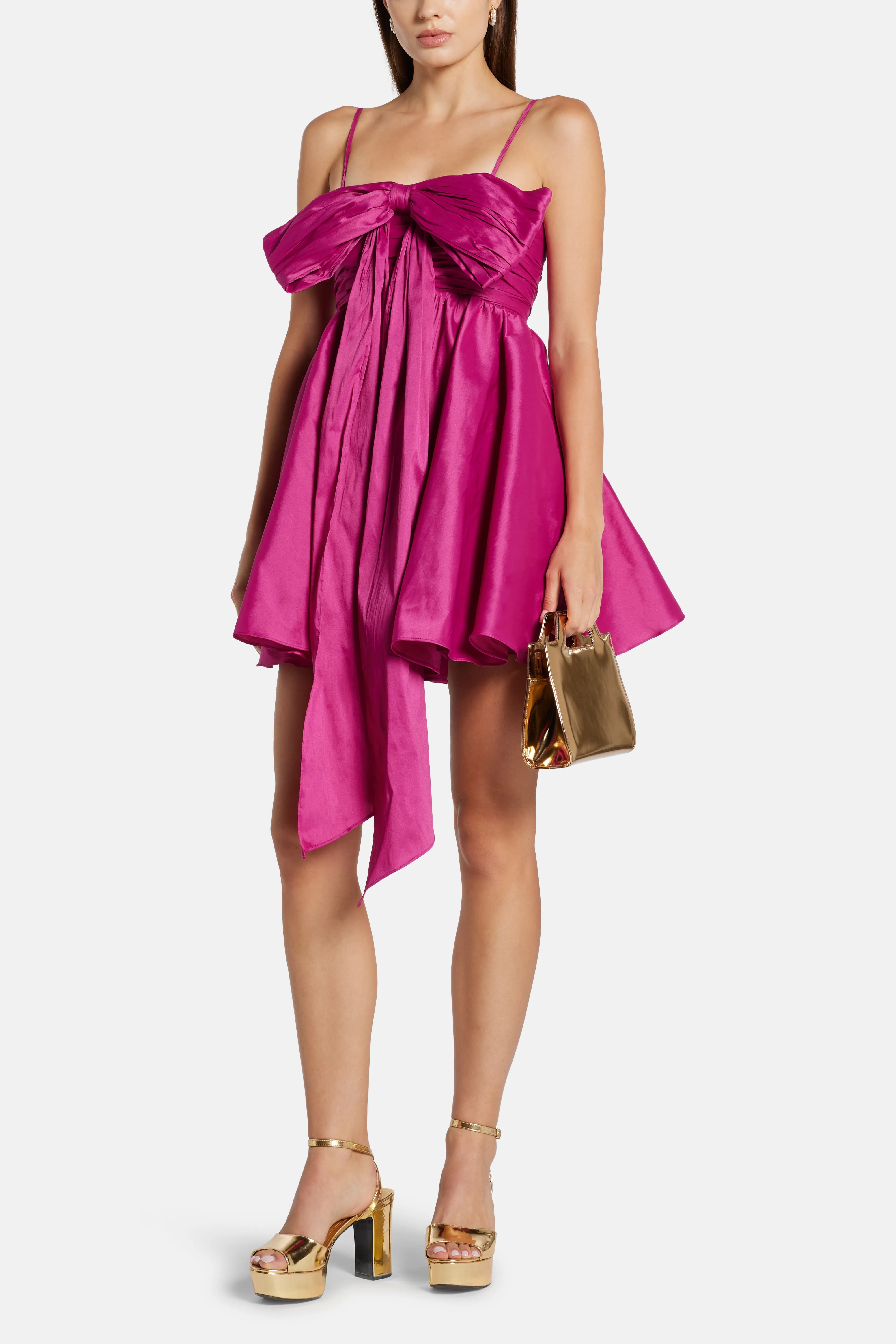 Scarlett Bow Mini Dress in Pink