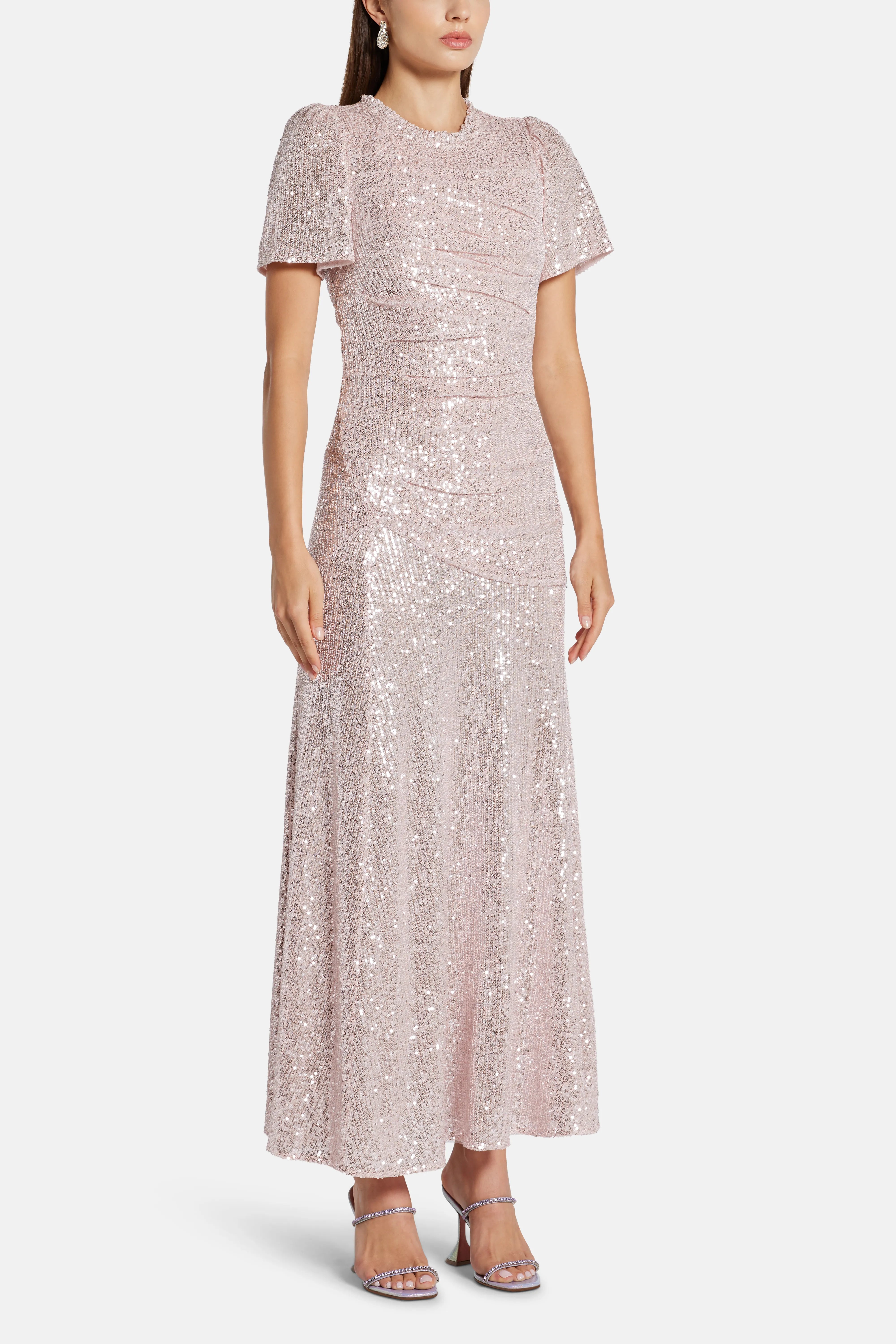 Valentina Sequin Maxi Dress in Pink