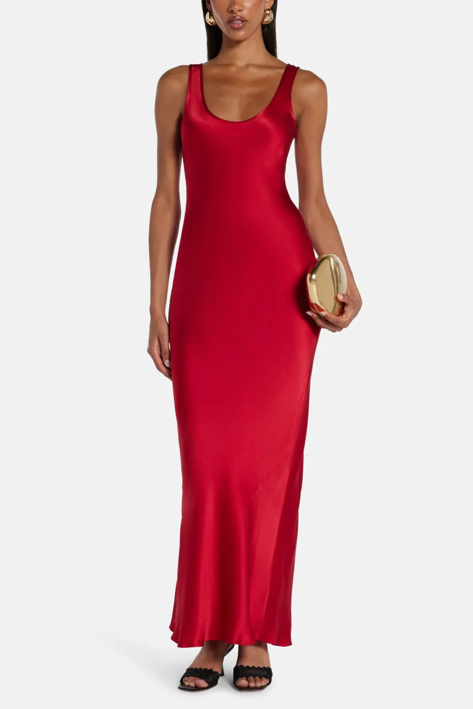 Alison Sleeveless Silk Maxi Dress in Red