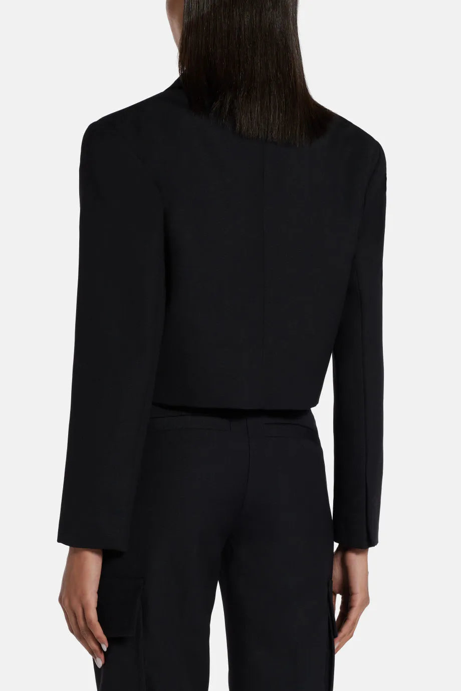 Dayton Cropped Wool Jacket in Black
