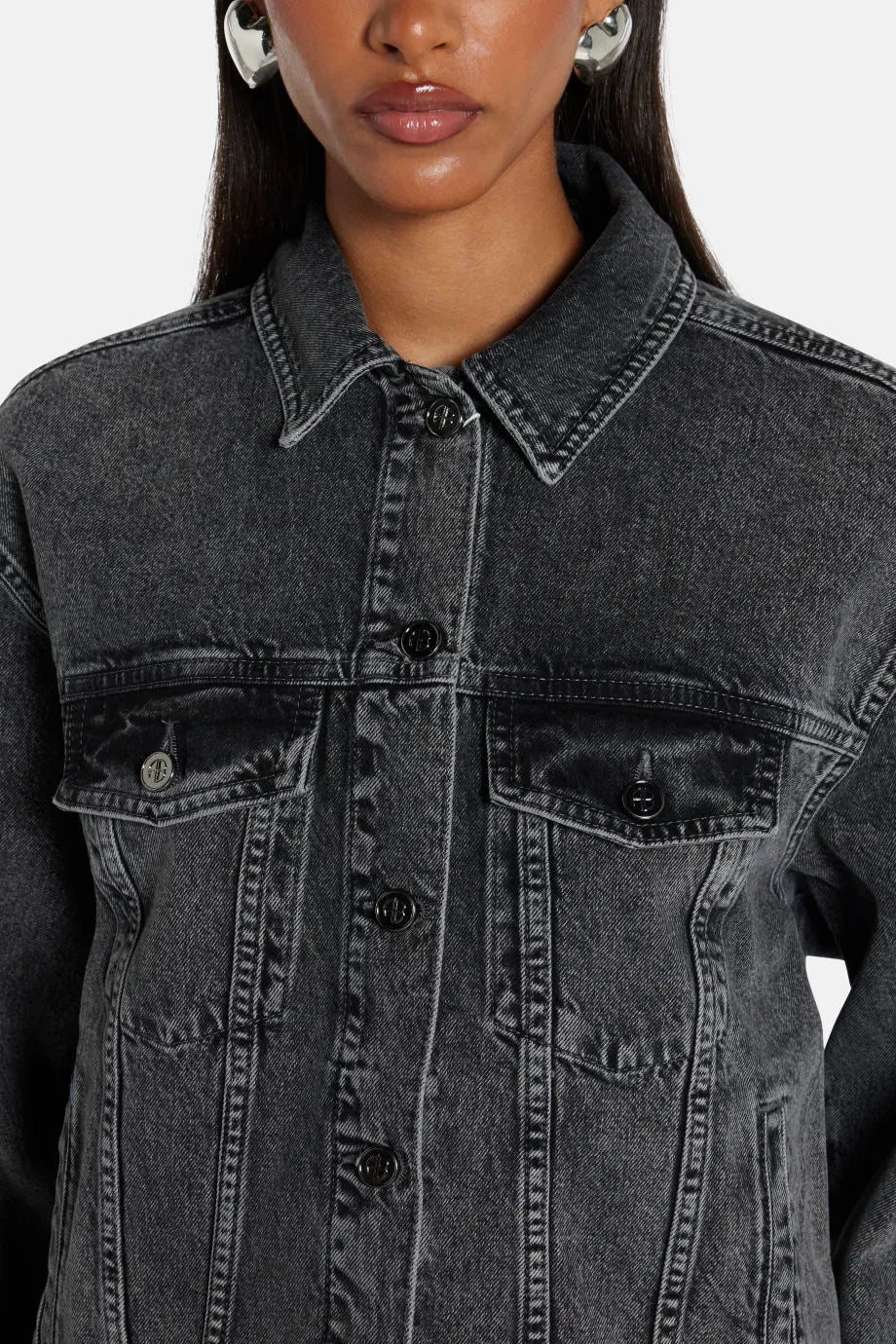 Rory Cotton Denim Jacket in Grey