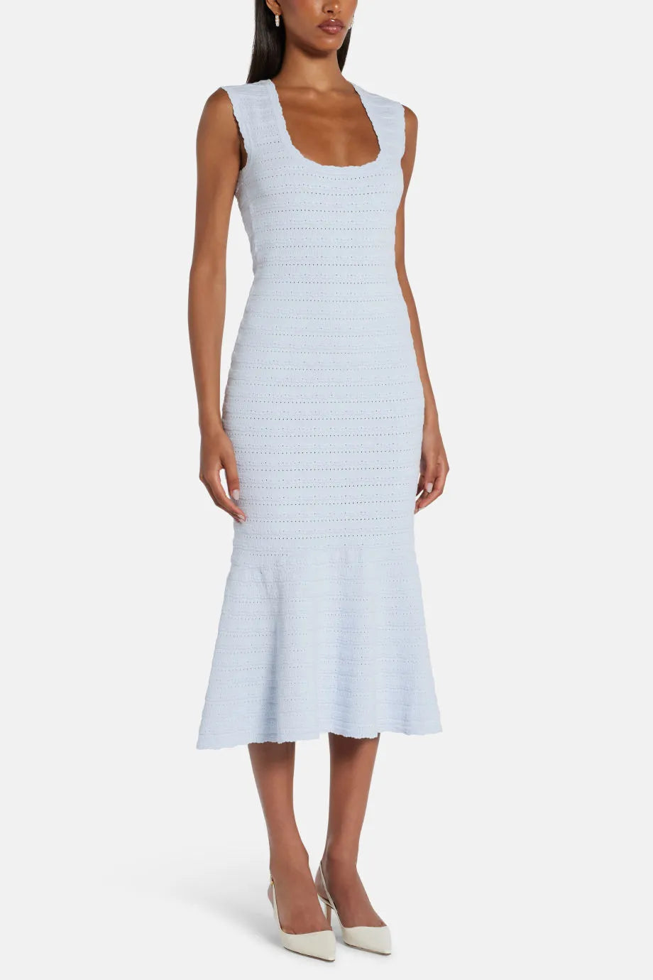 Leigh Sleeveless Knit Midi Dress in Blue