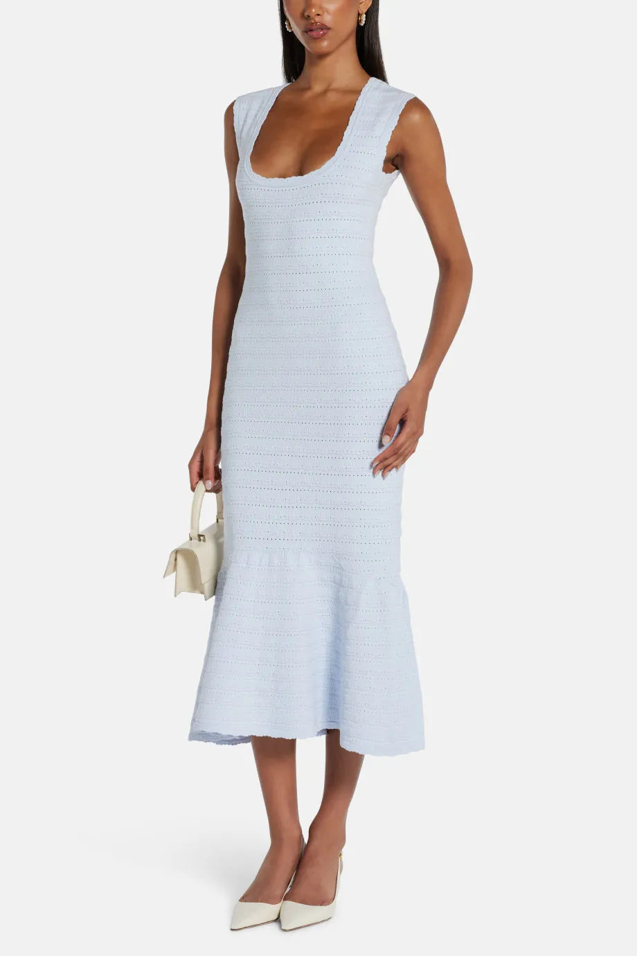 Leigh Sleeveless Knit Midi Dress in Blue