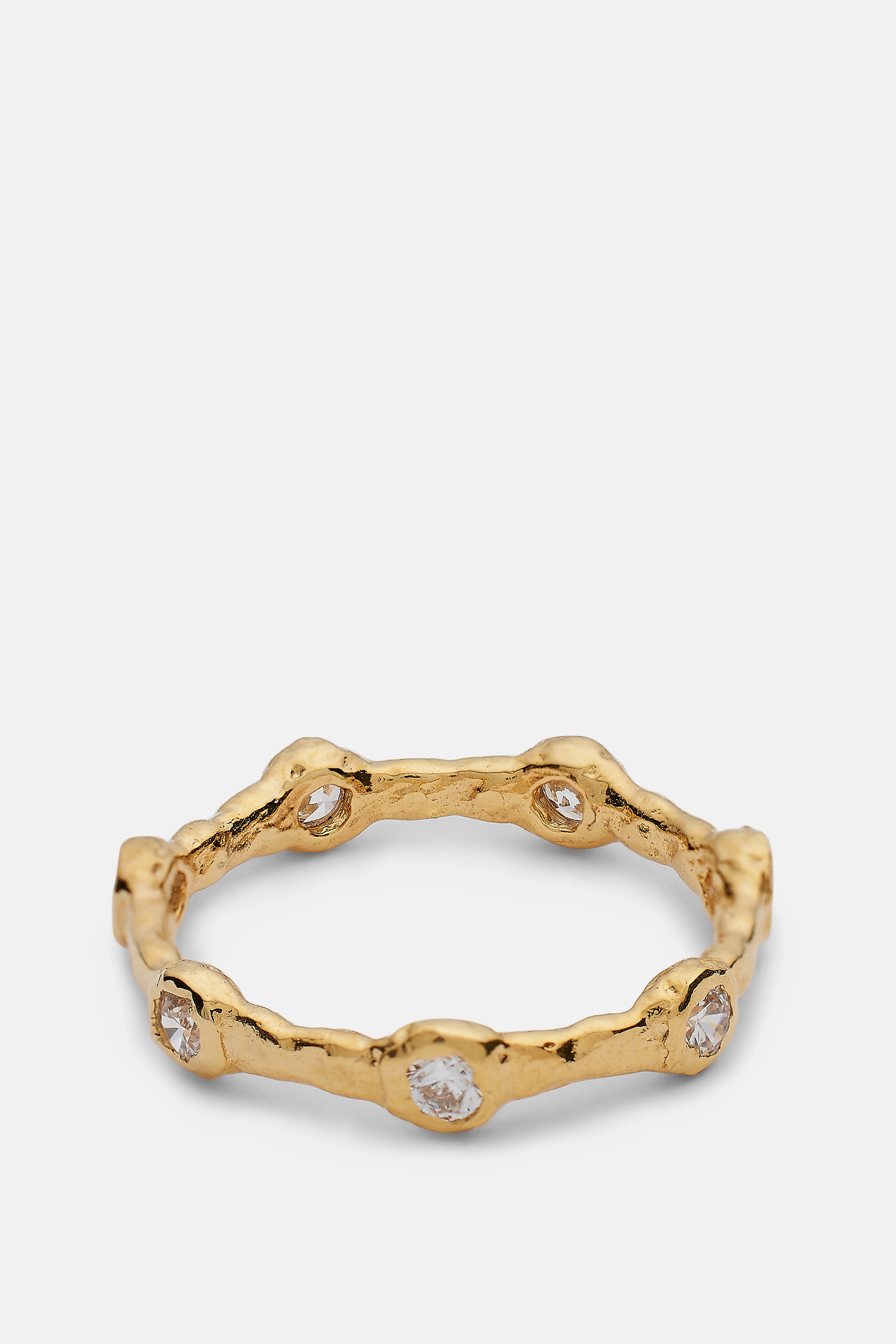 Set of 4 Wave Gold Rings with Stones in Size 7