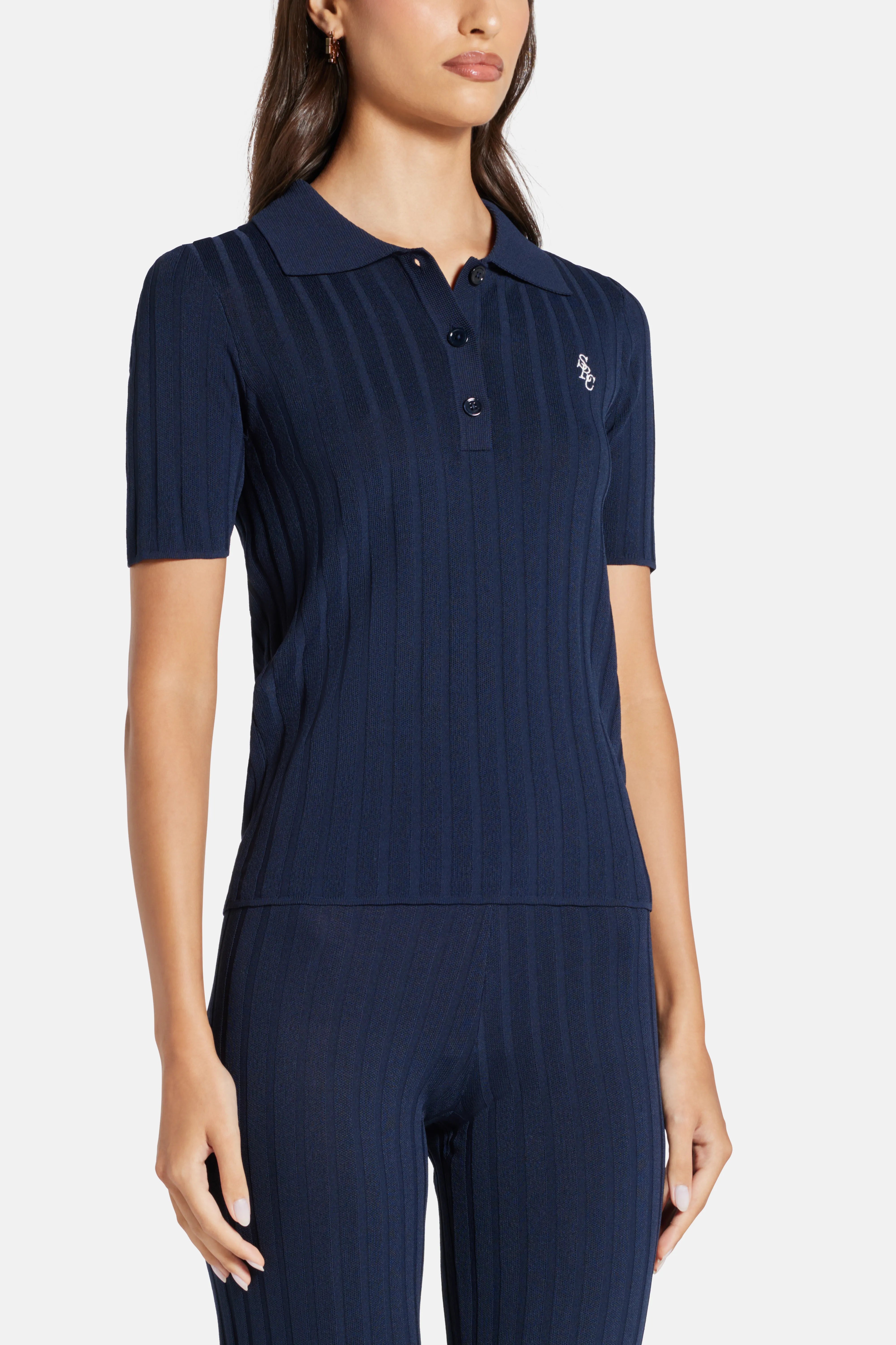 SRC Ribbed Polo T-Shirt in Blue
