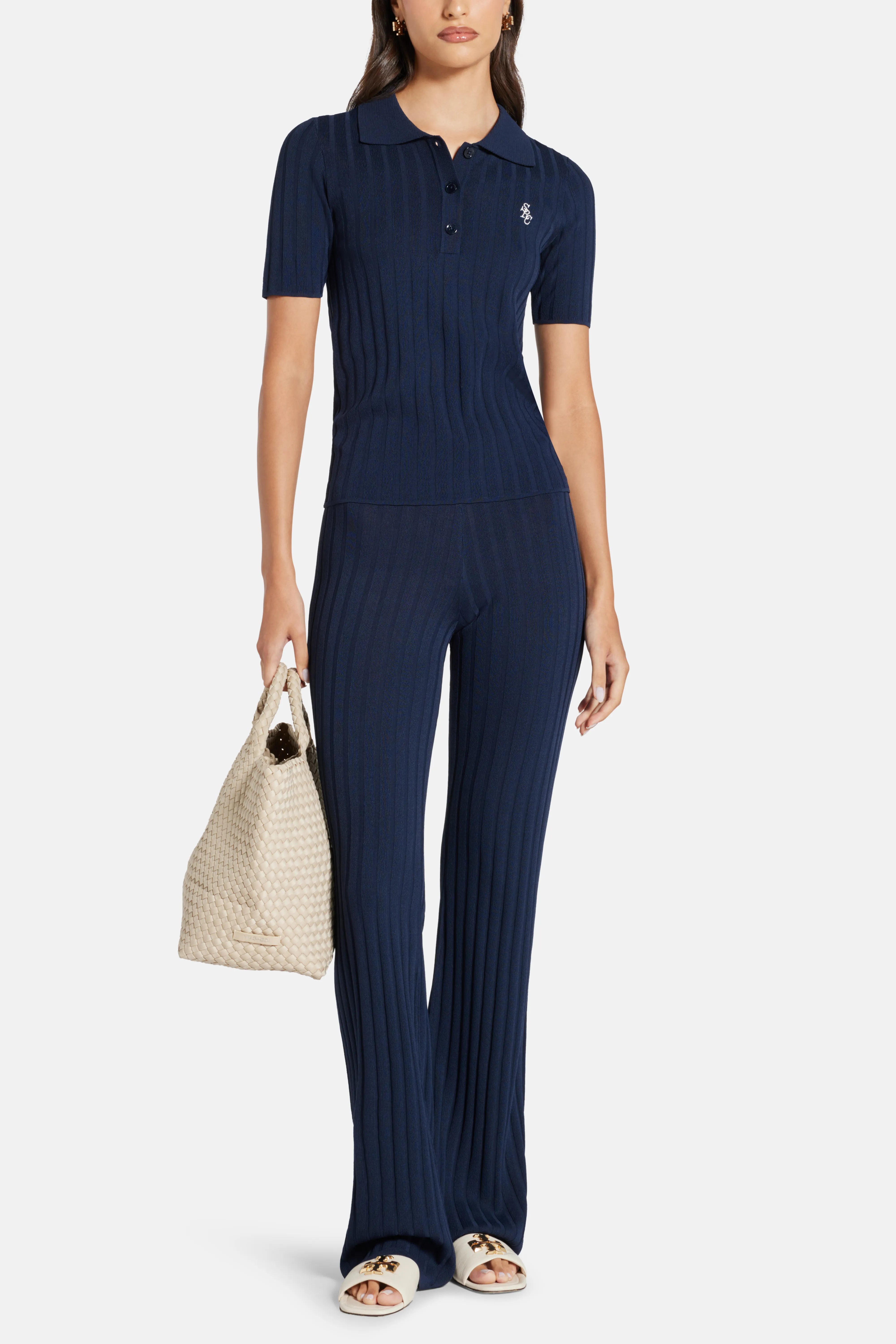 SRC Ribbed Polo T-Shirt in Blue