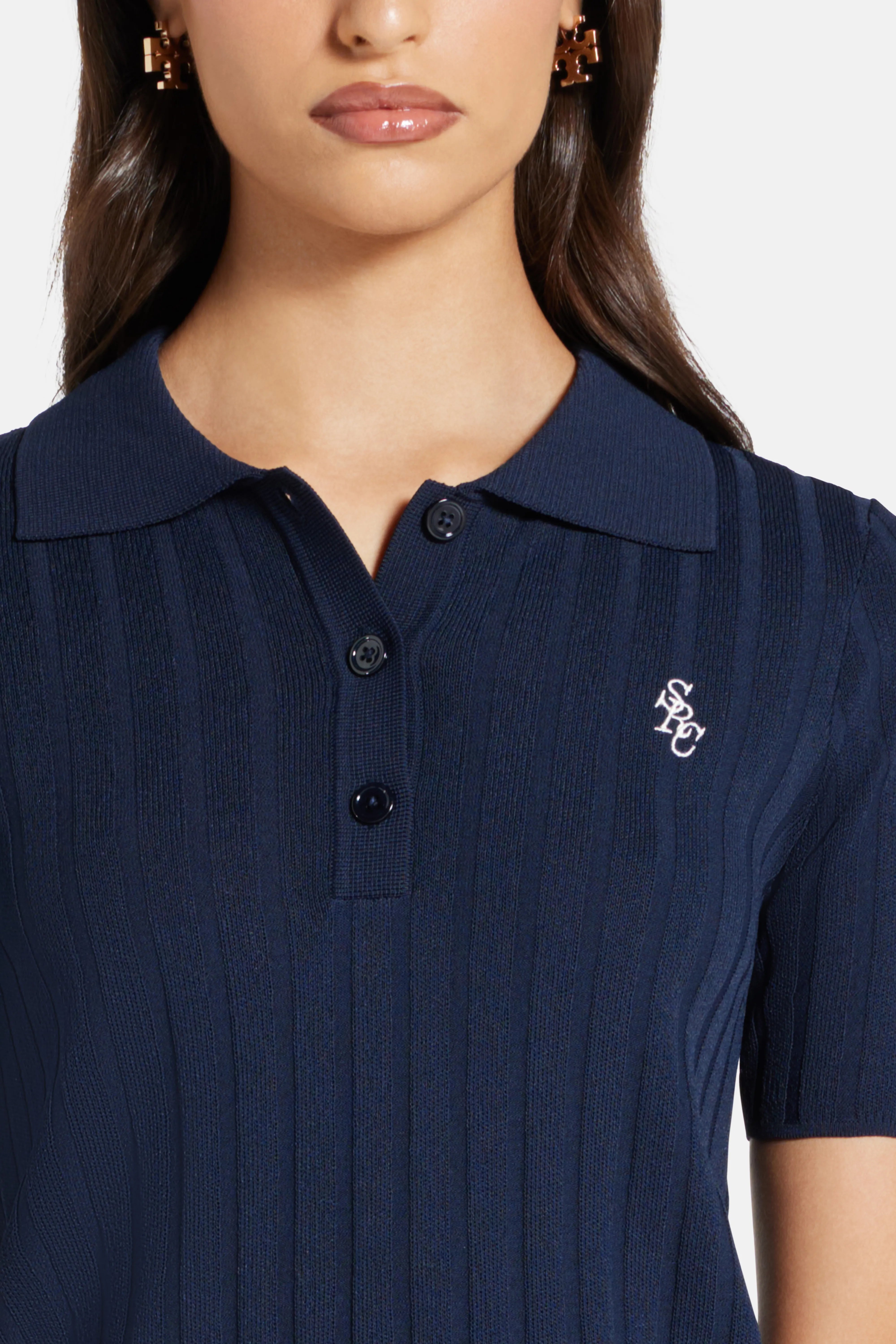 SRC Ribbed Polo T-Shirt in Blue