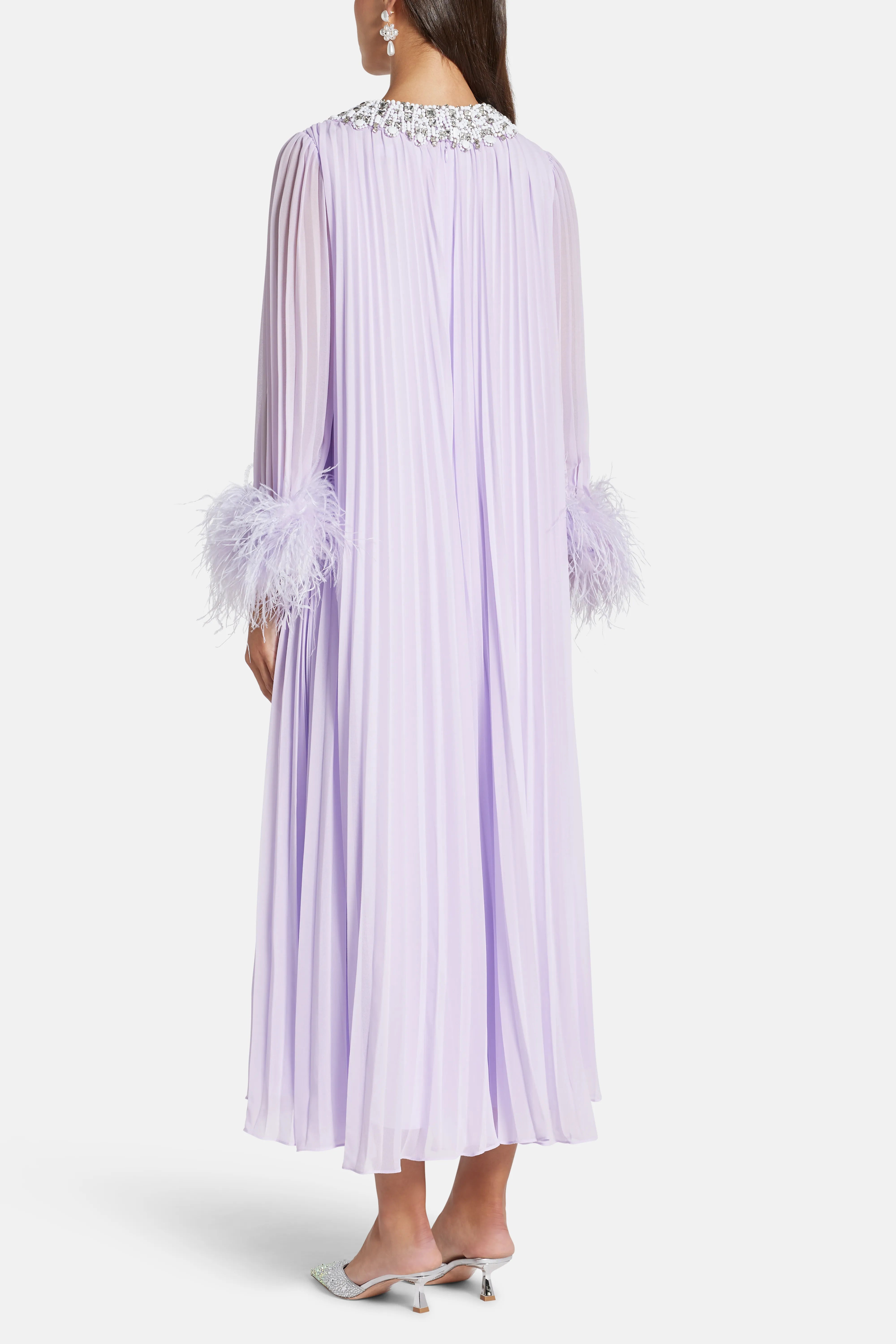 Chiffon Feather Evening Dress in Purple