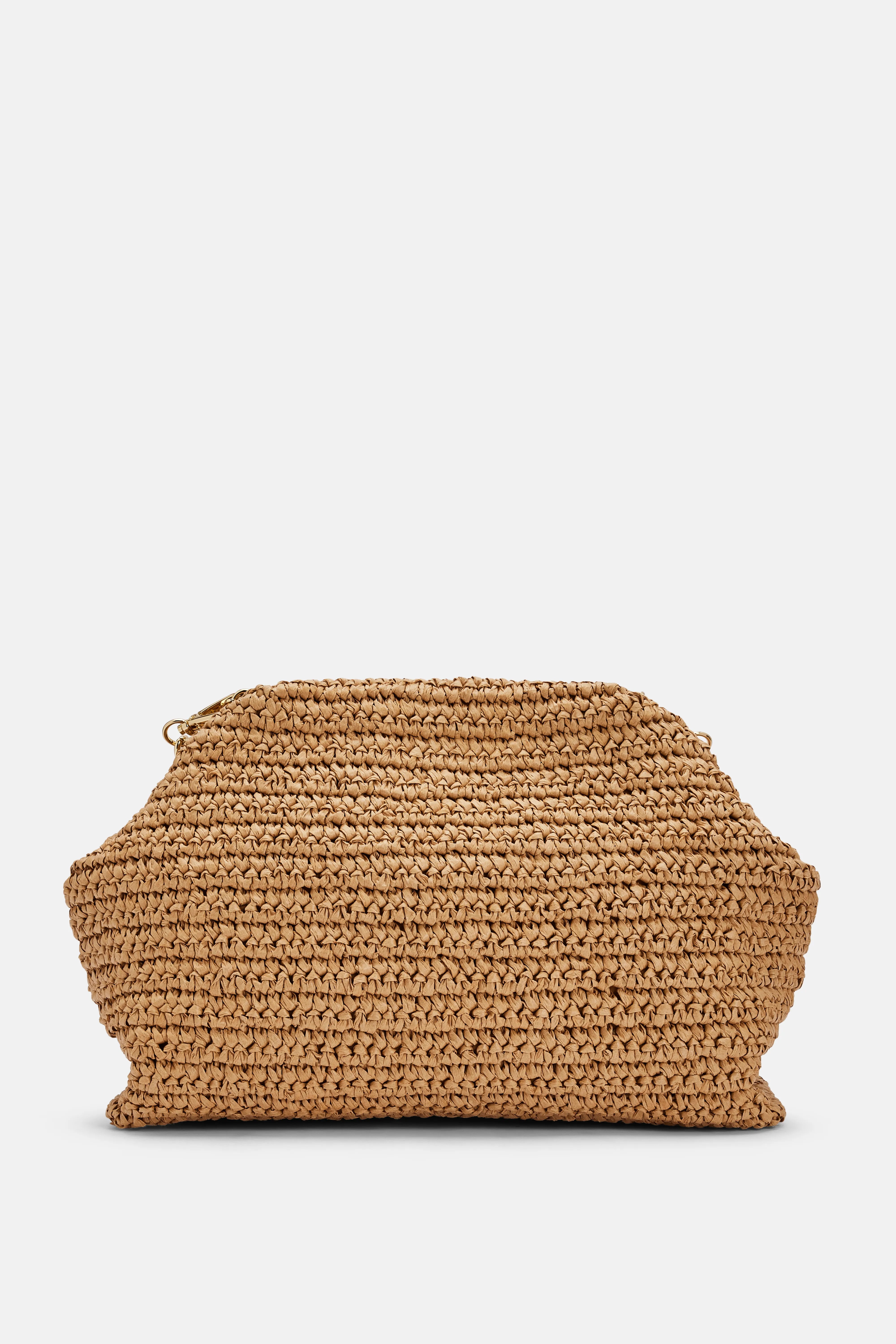Raffia Charm Shoulder Bag in Brown