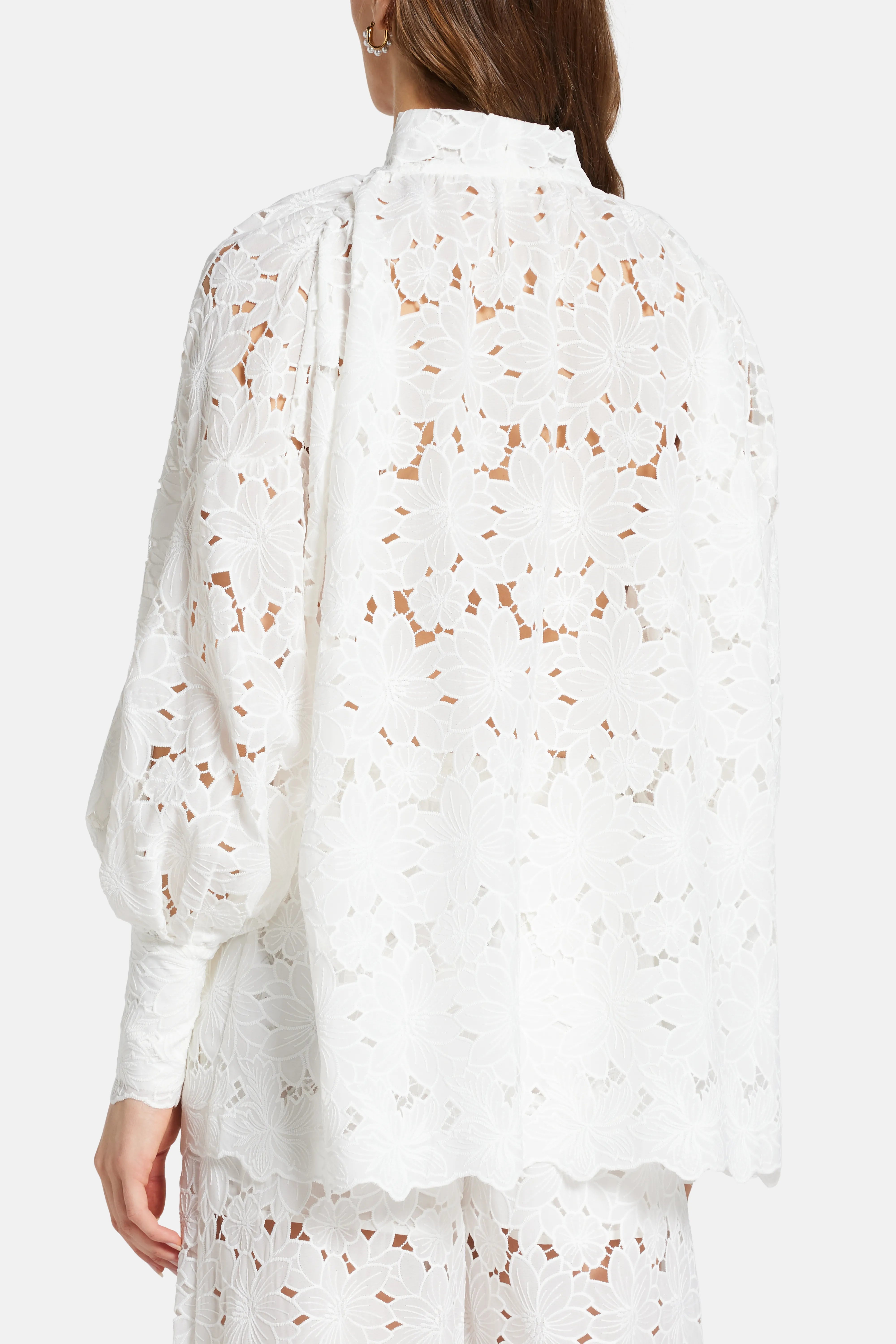Raya Lace Cotton Blouse in White