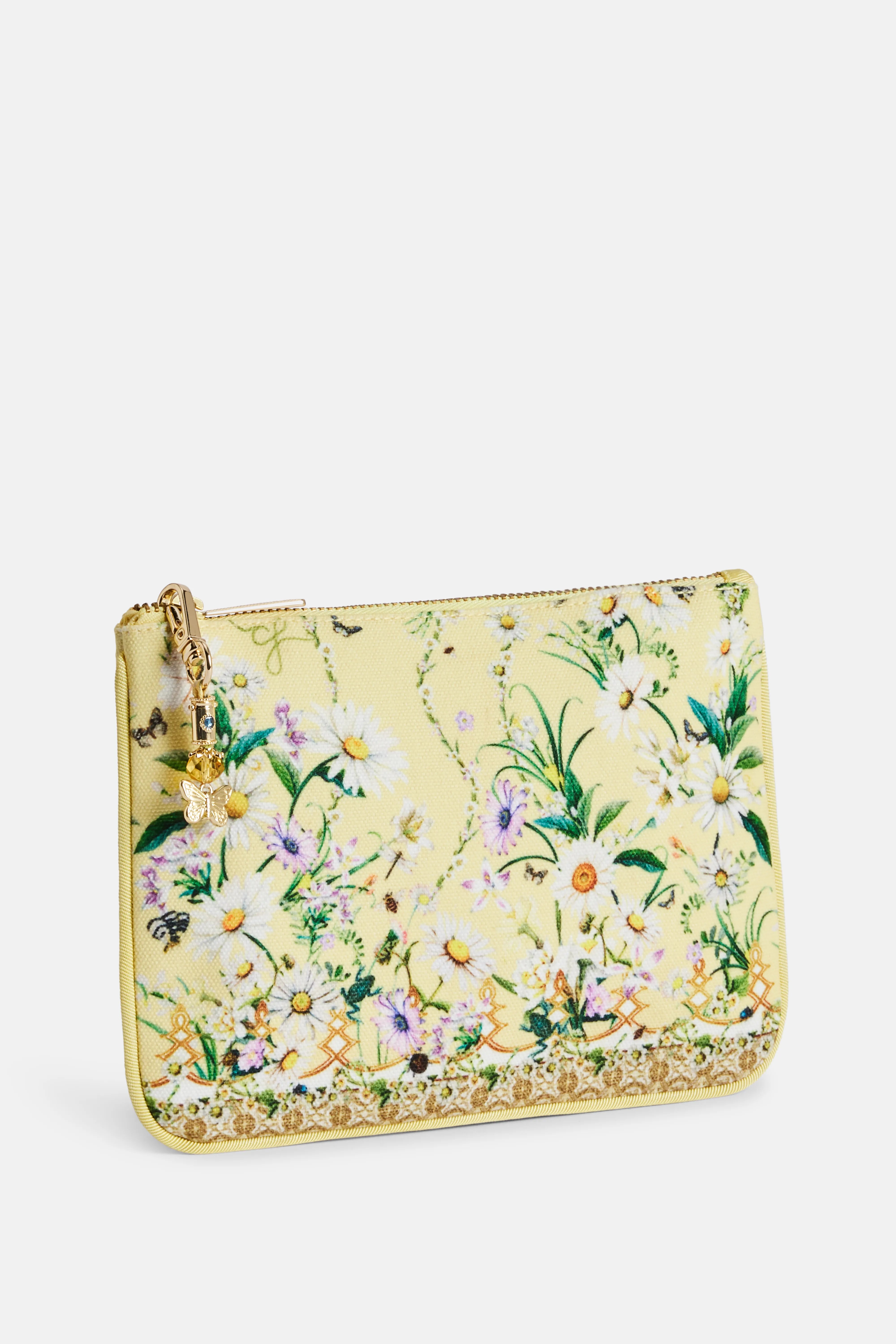 Floral Coin And Phone Purse Bag in Yellow