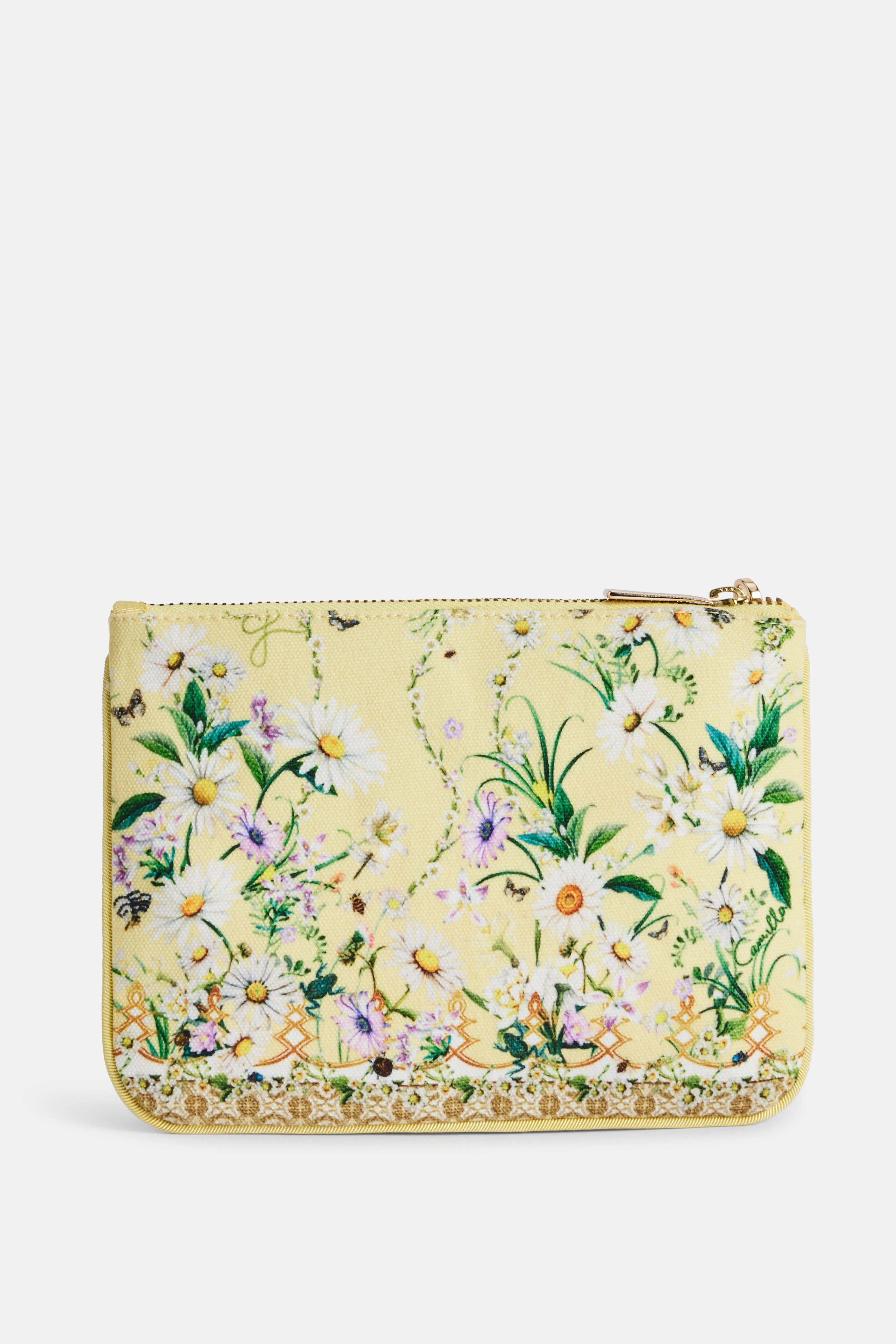 Floral Coin And Phone Purse Bag in Yellow