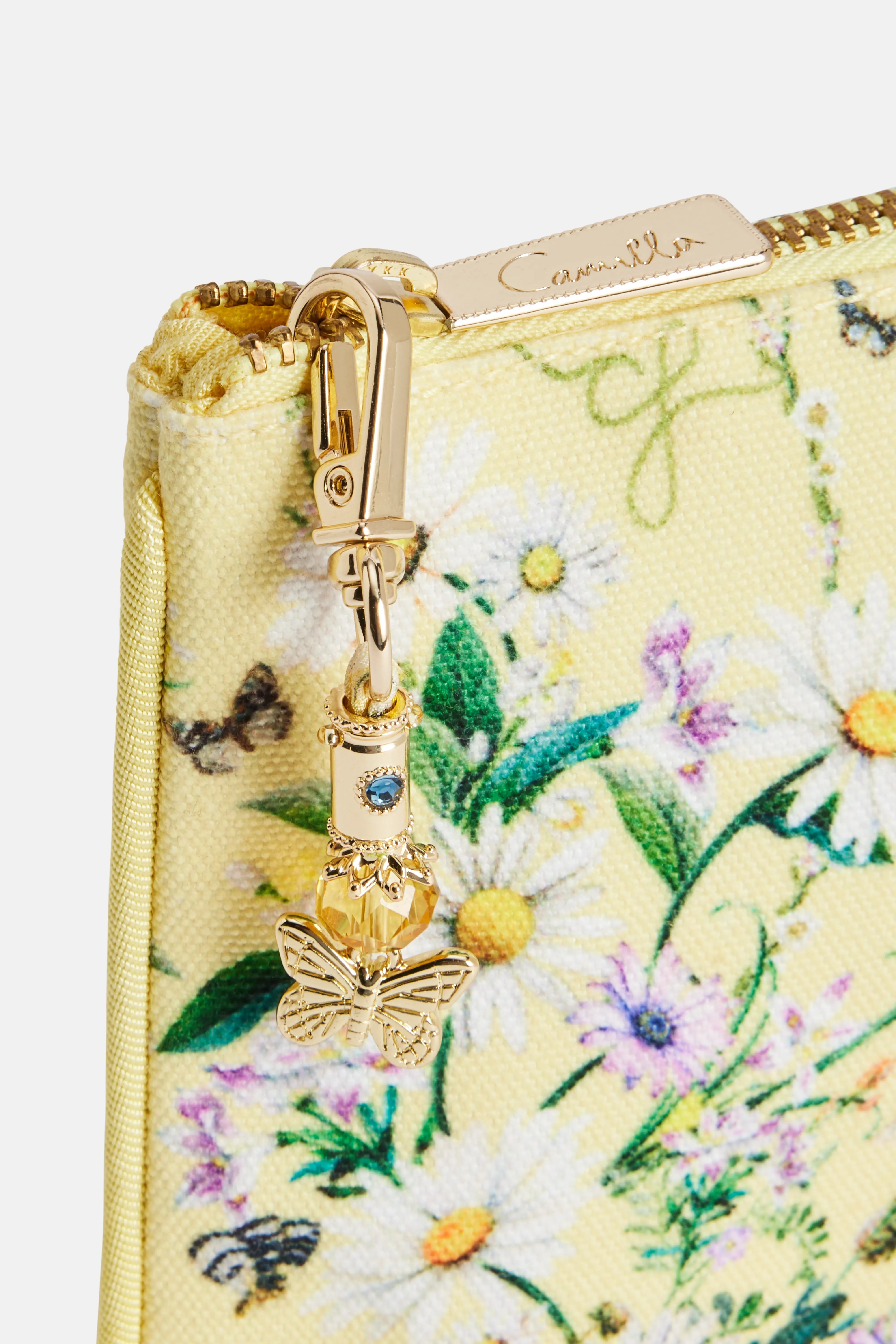 Floral Coin And Phone Purse Bag in Yellow
