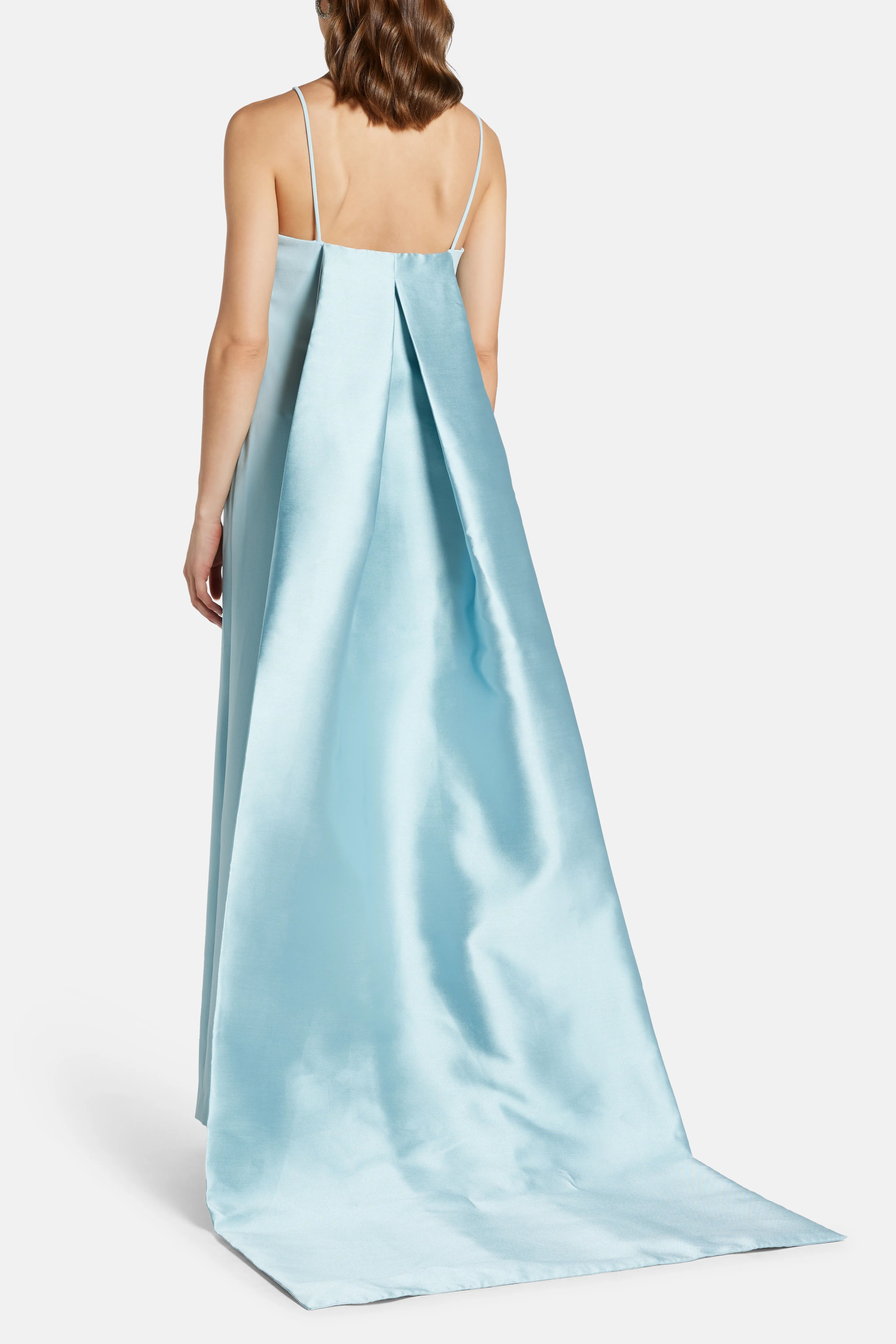 Ulla Sleeveless Cape Evening Gown in Blue