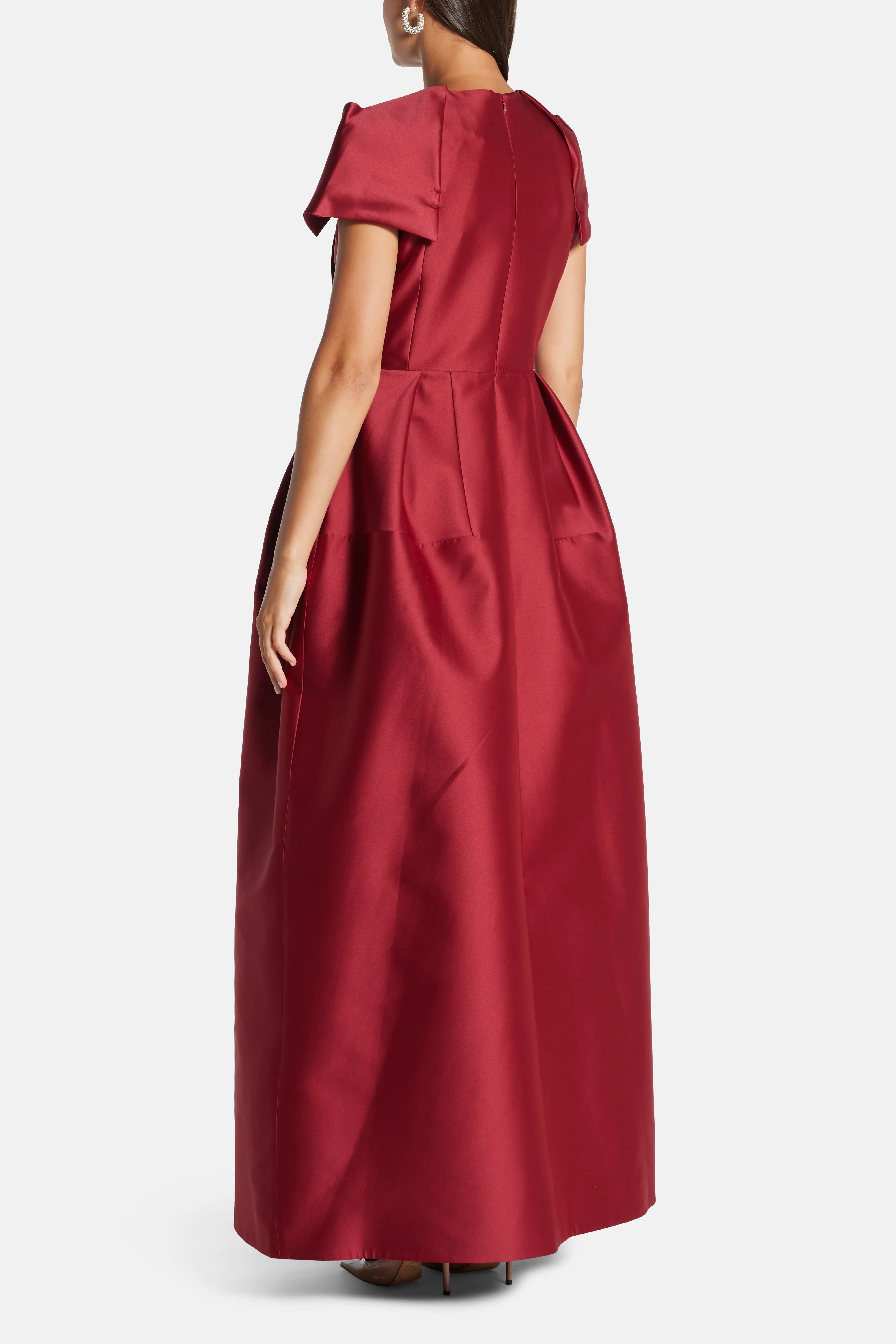 Petal Sleeve Evening Dress in Red