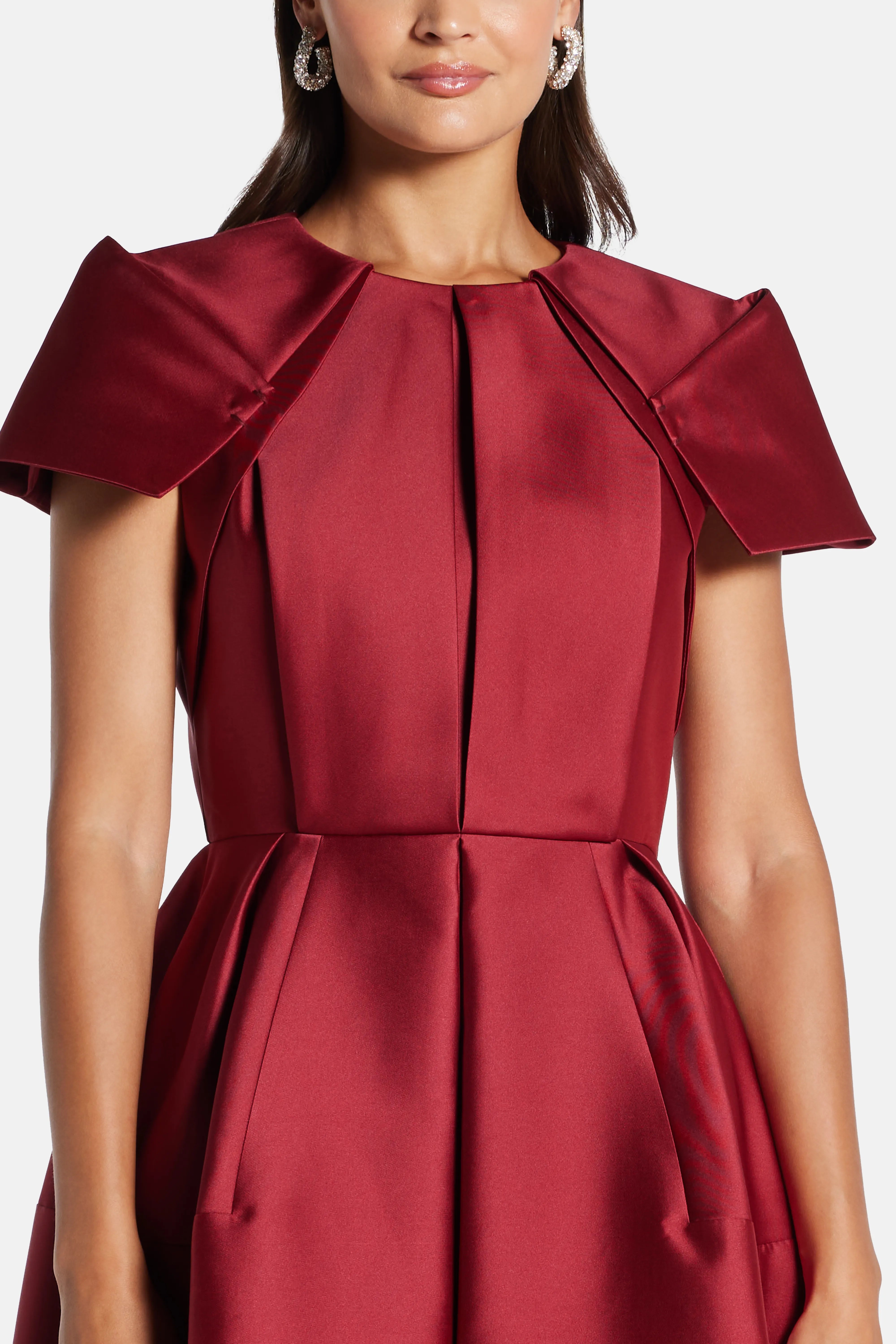 Petal Sleeve Evening Dress in Red