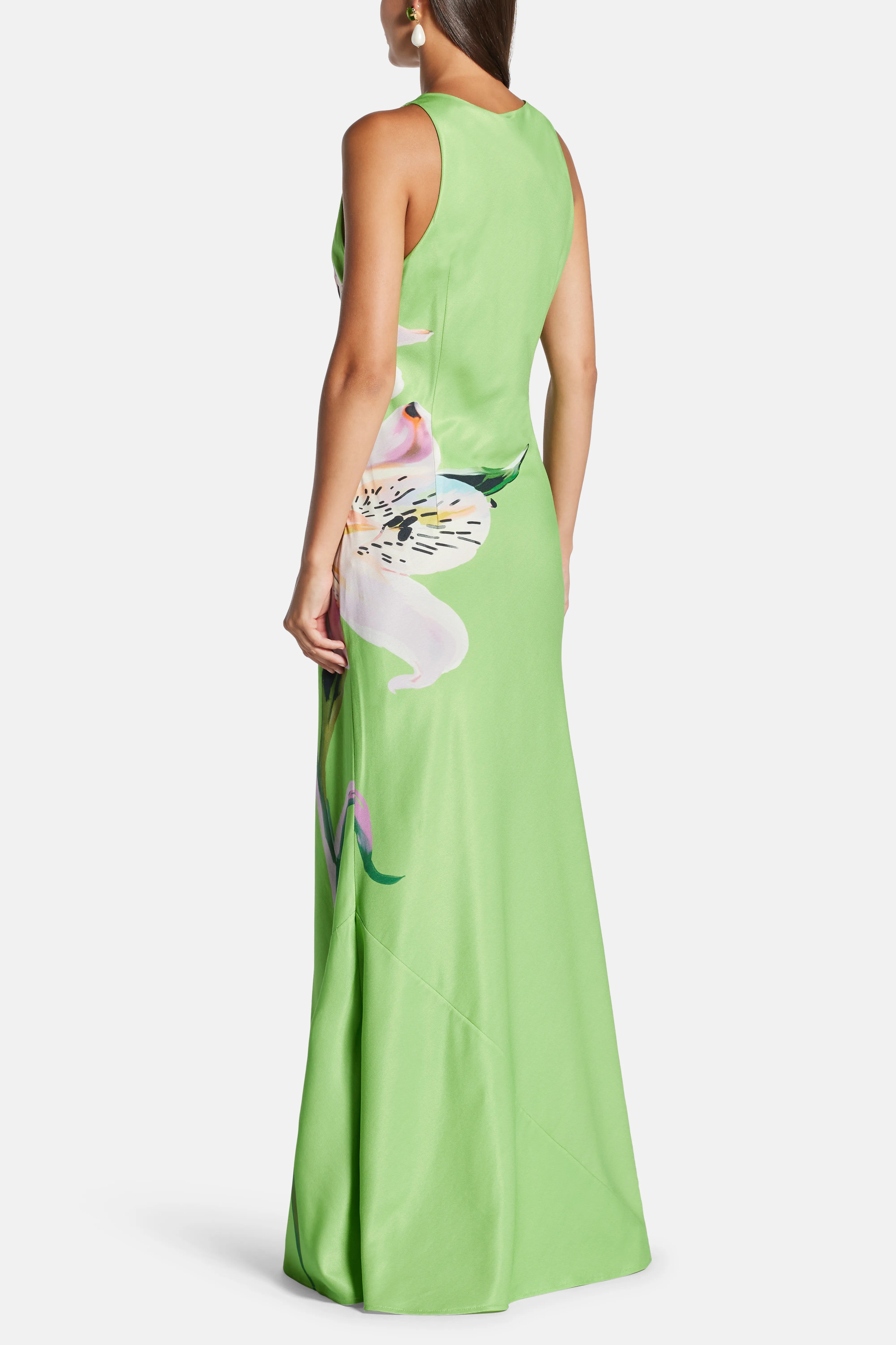 Helena Floral Sleeveless Maxi Dress In Green
