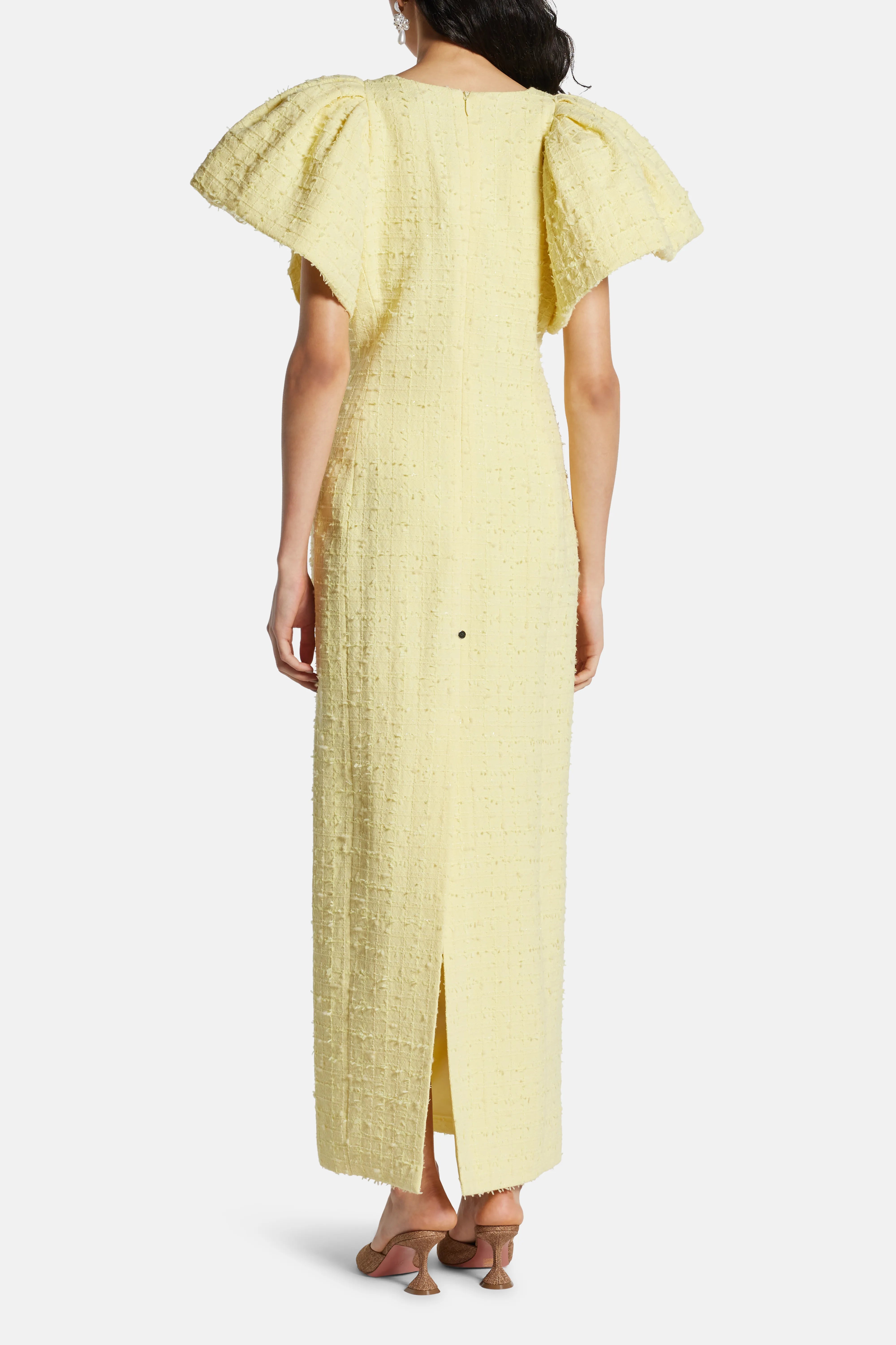 Lucinda Tweed Petal Maxi Dress In Yellow