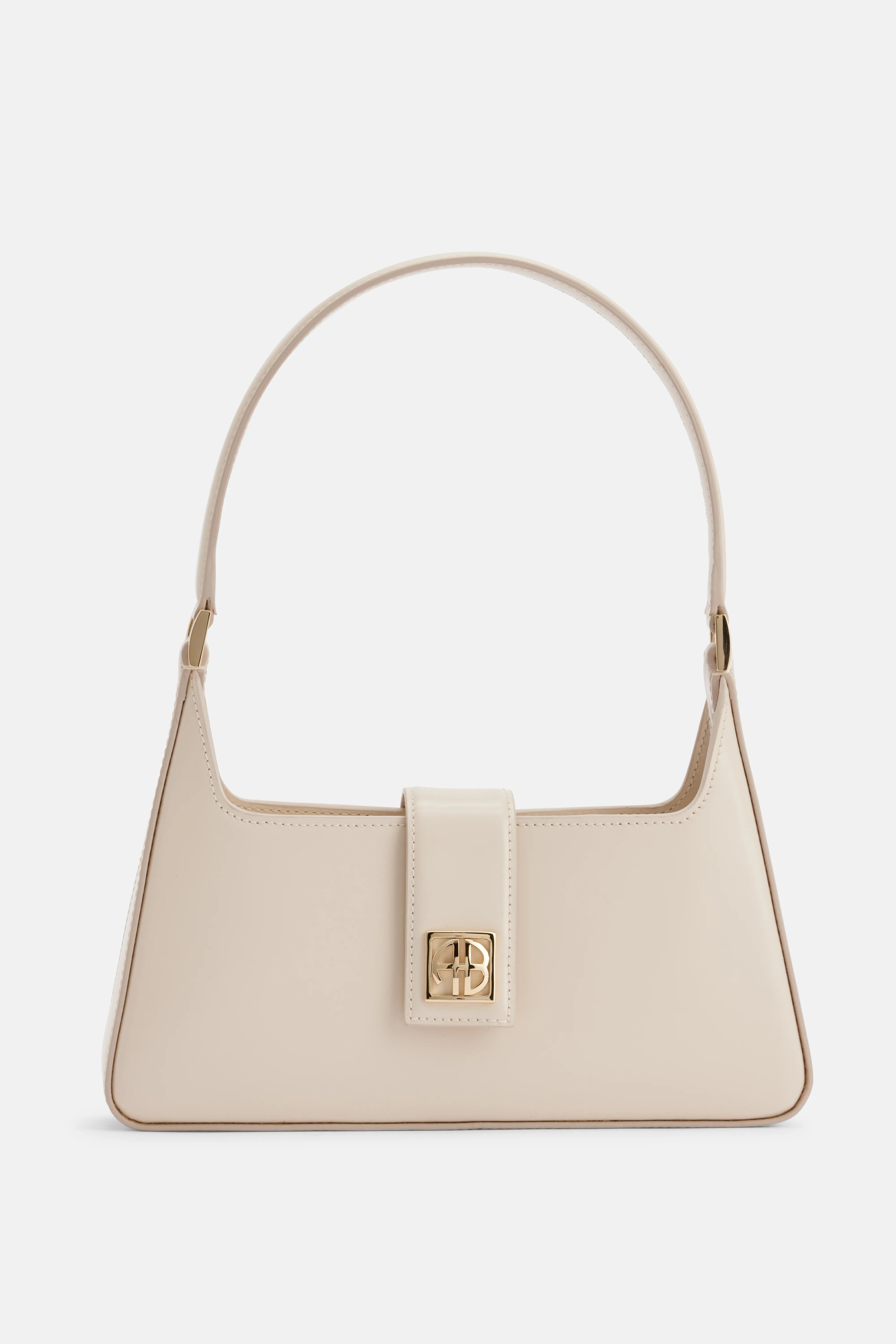 Lou Leather Shoulder Bag in Beige