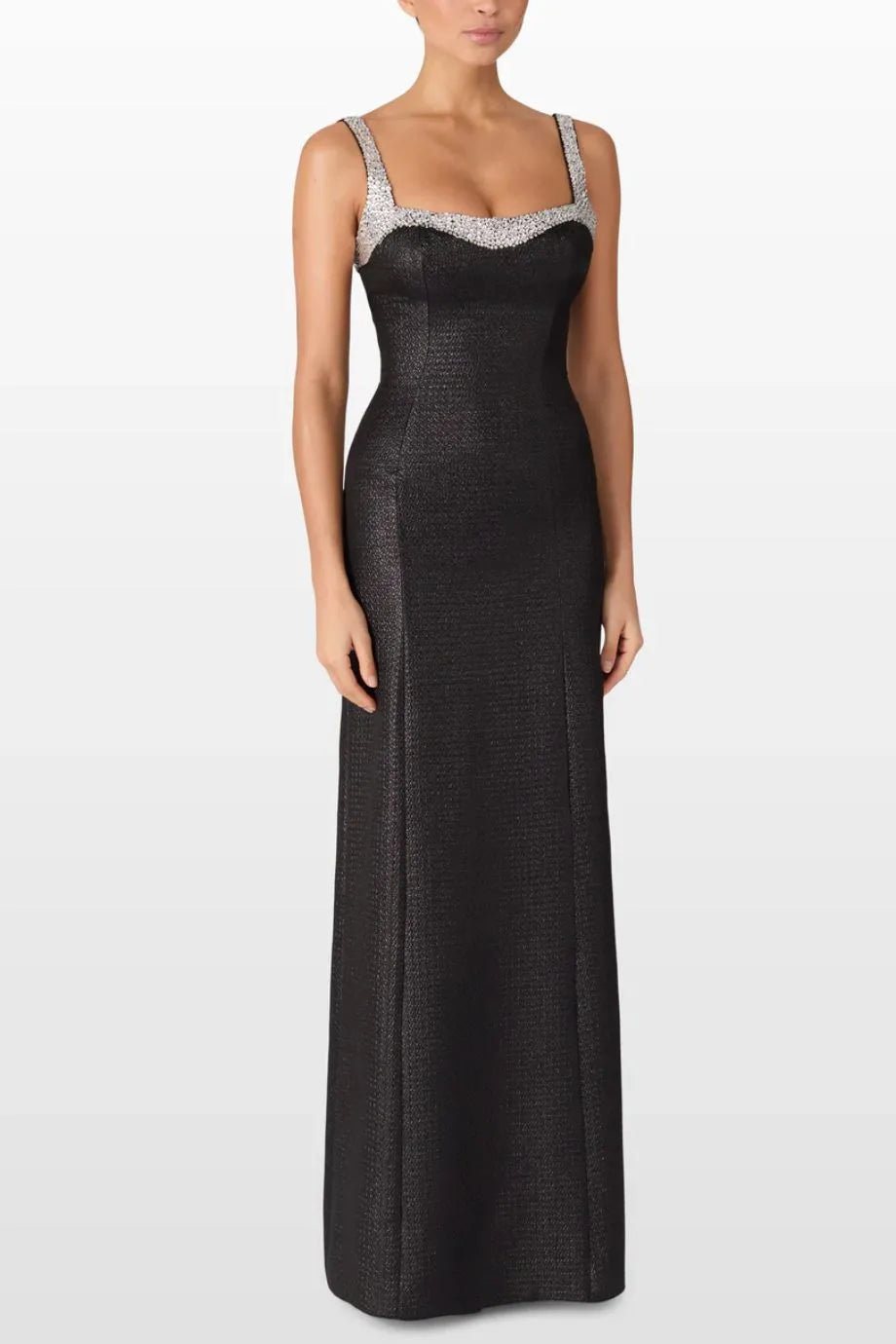 Valentine Sequins Embellished Sleeveless Evening Gown in Black and Silver