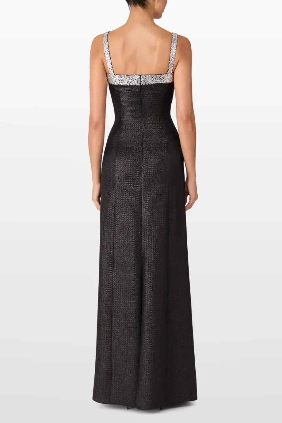 Valentine Sequins Embellished Sleeveless Evening Gown in Black and Silver