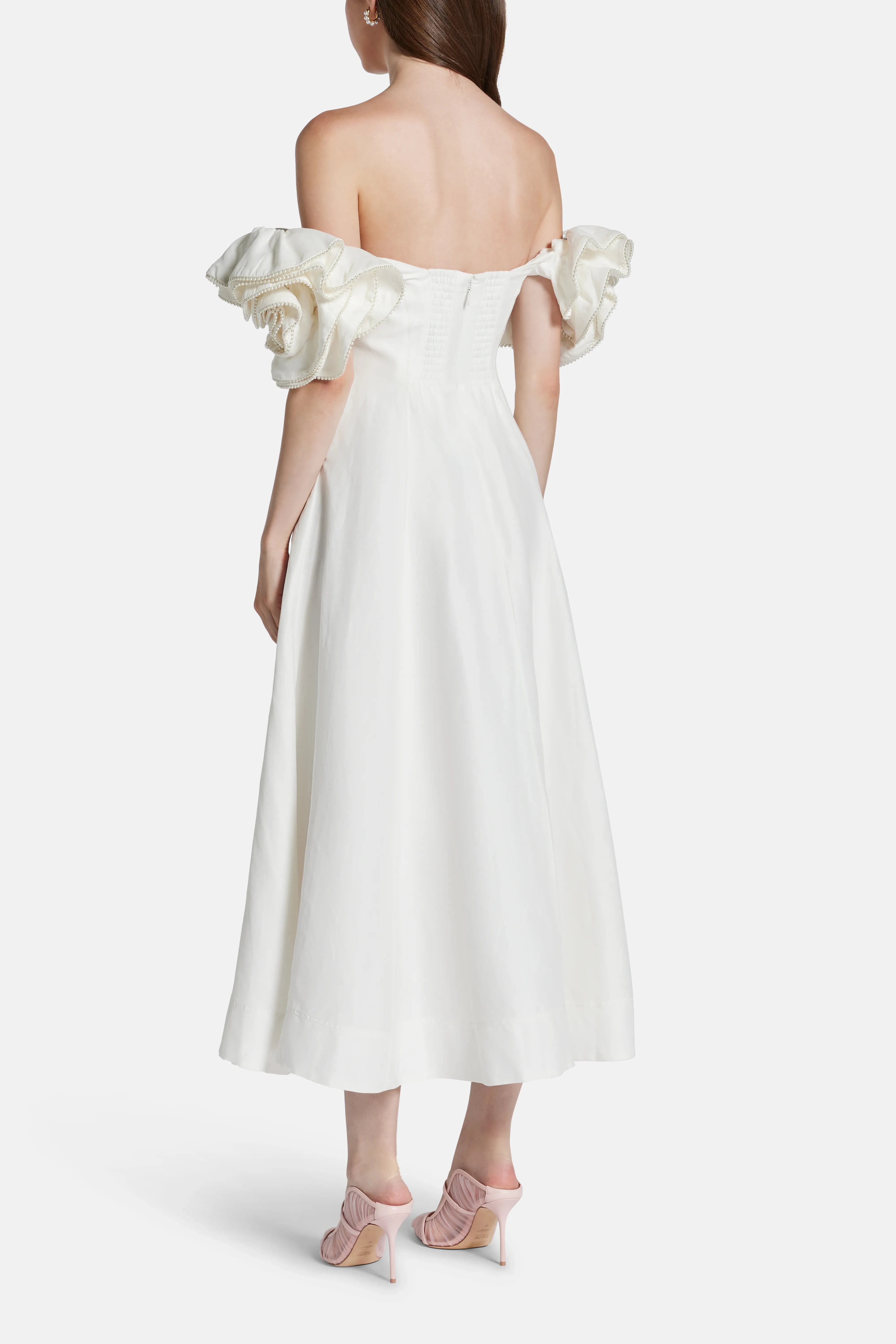 Twyla Linen Midi Dress in White