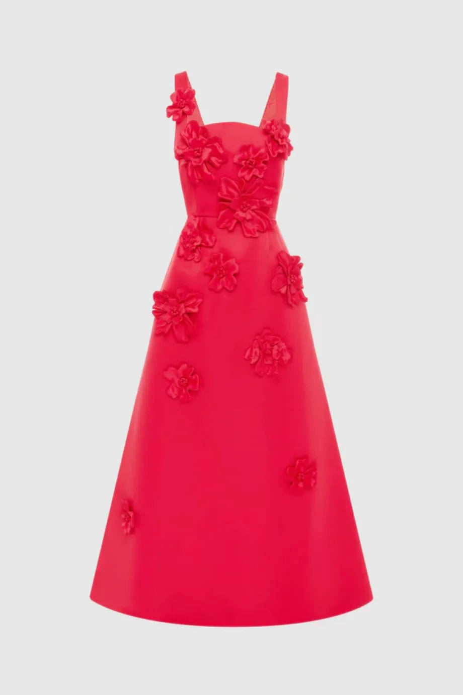 Rianne Floral Applique Sleeveless Maxi Dress in Red