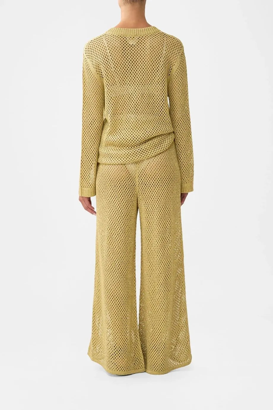 Ottoman Dynasty Wide Legged Flare Knit Pants in Beige