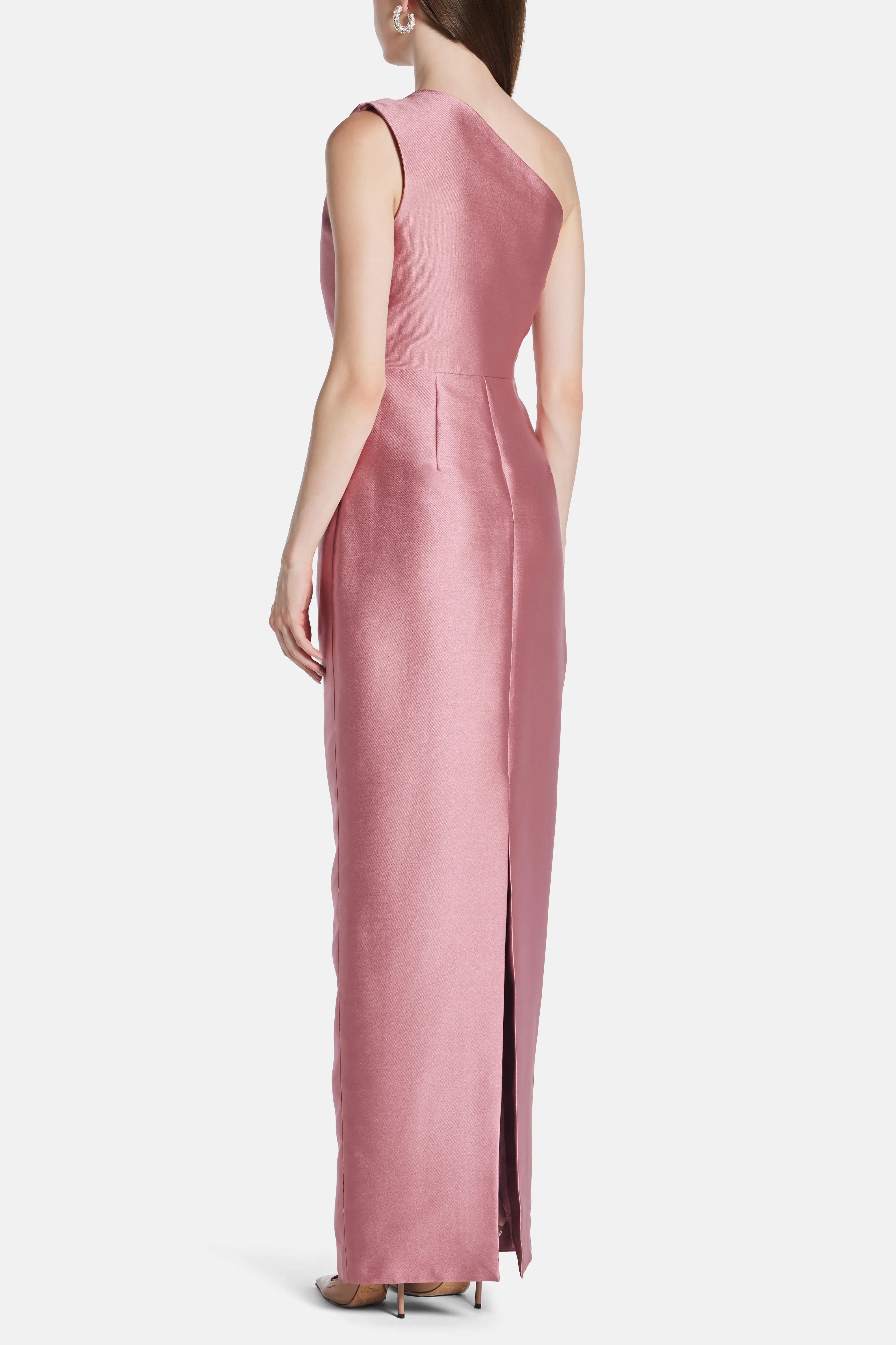 Kira One Shoulder Evening Dress in Pink