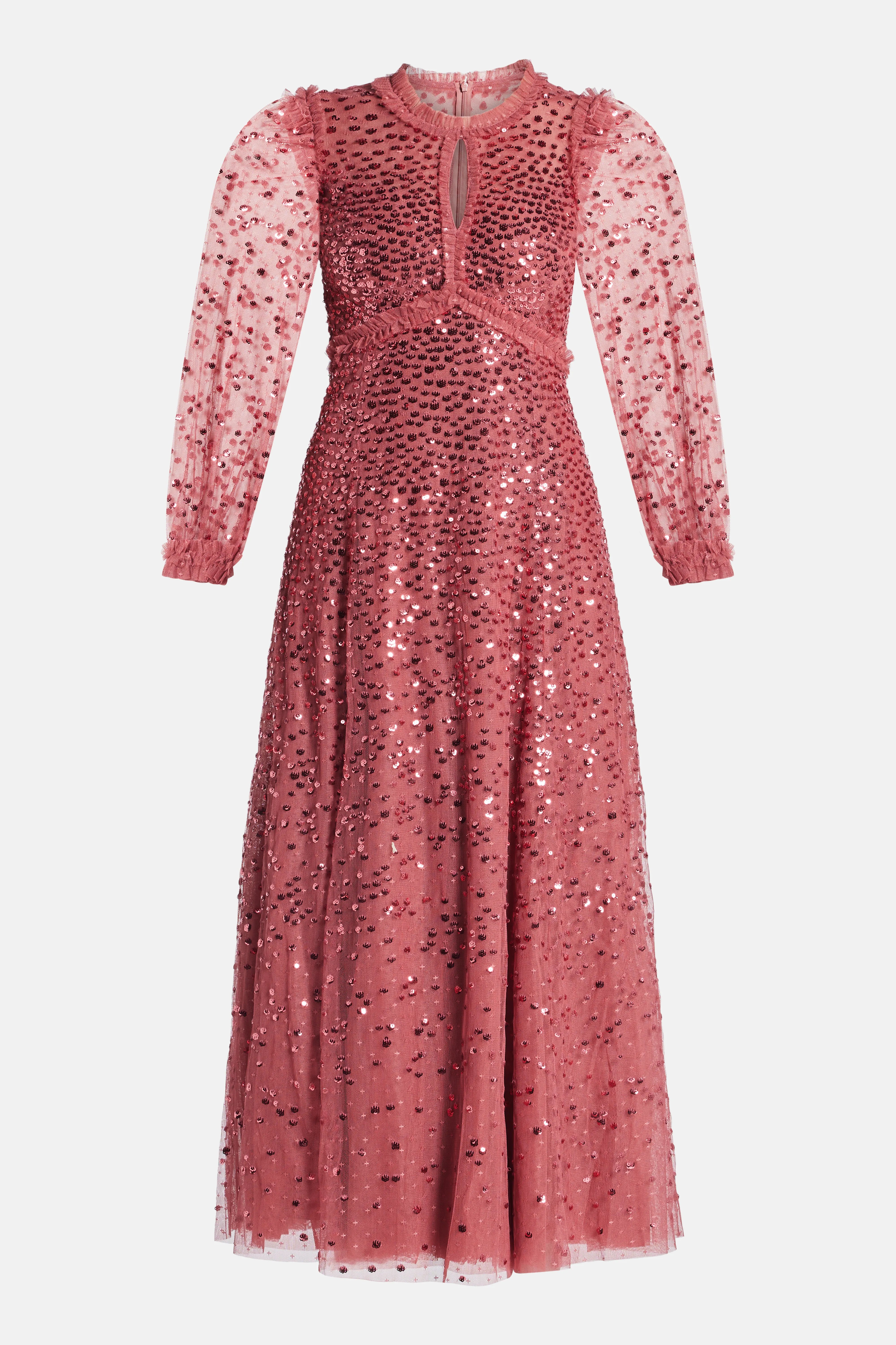 La Vie En Rose Round Neck Short Sleeves Evening Dress in Maroon