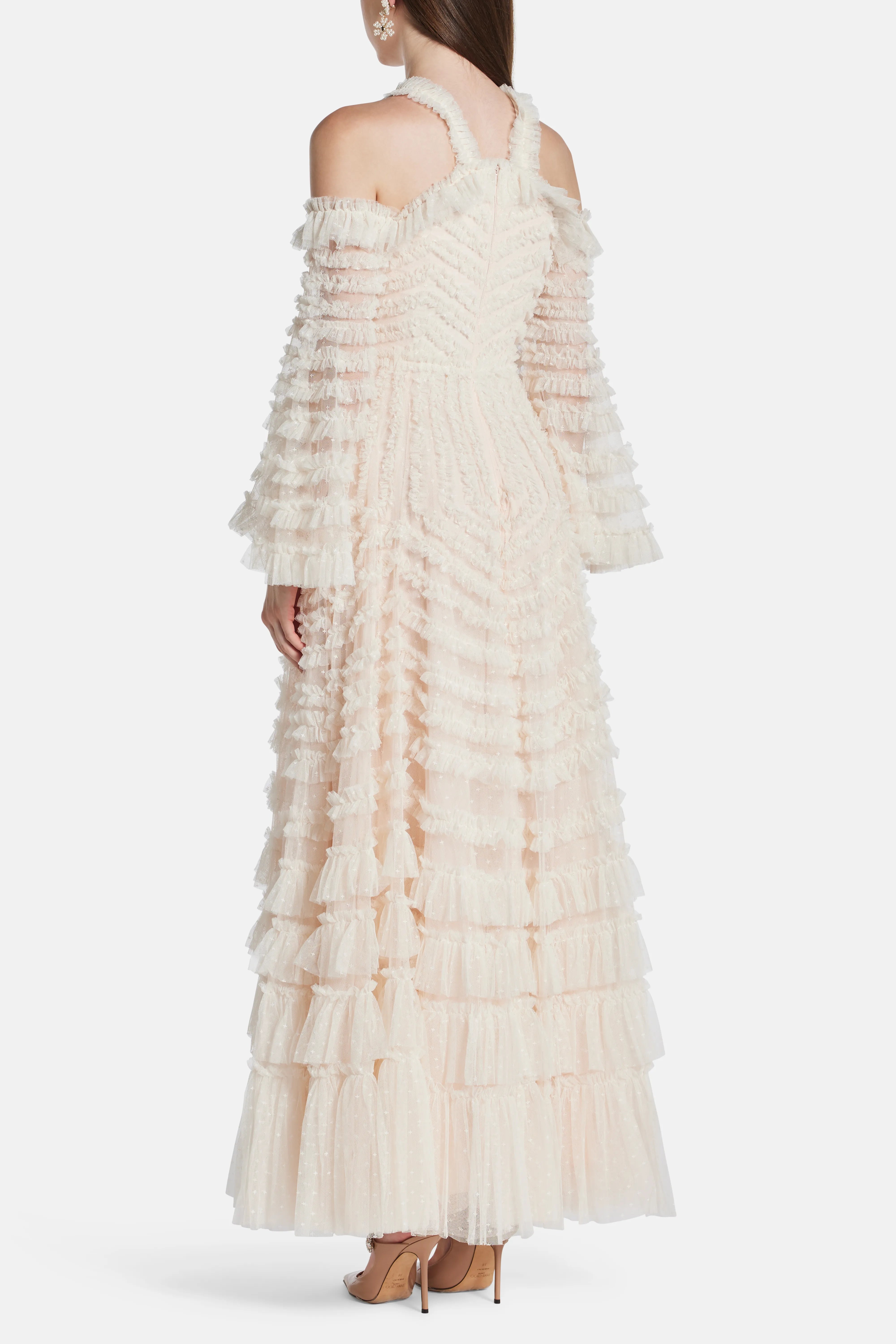 La Vie En Rose Off Shoulder Evening Dress in Cream