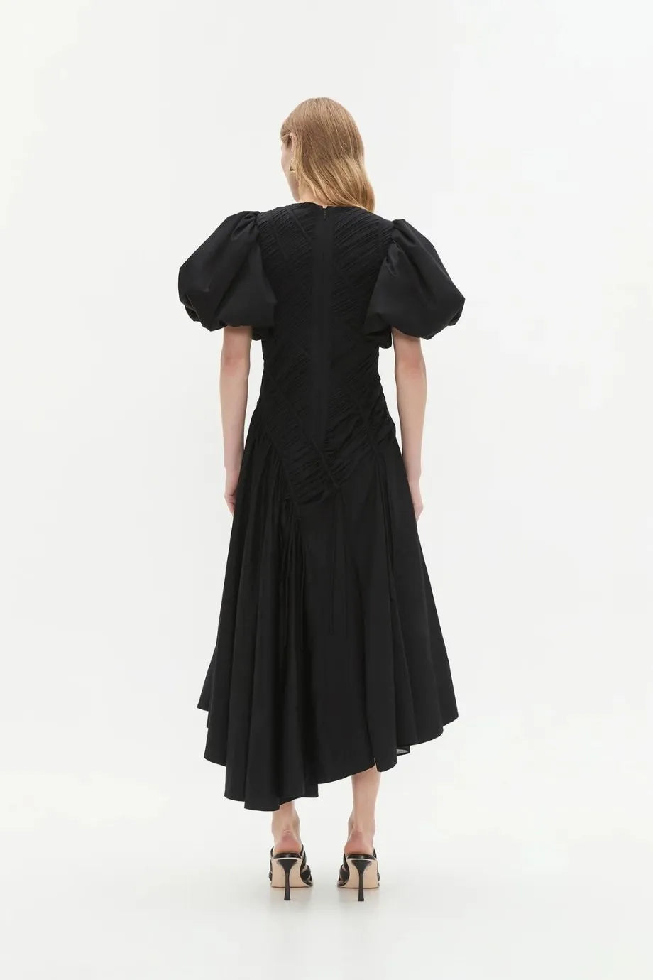 Wisteria Cotton Midi Dress in Black