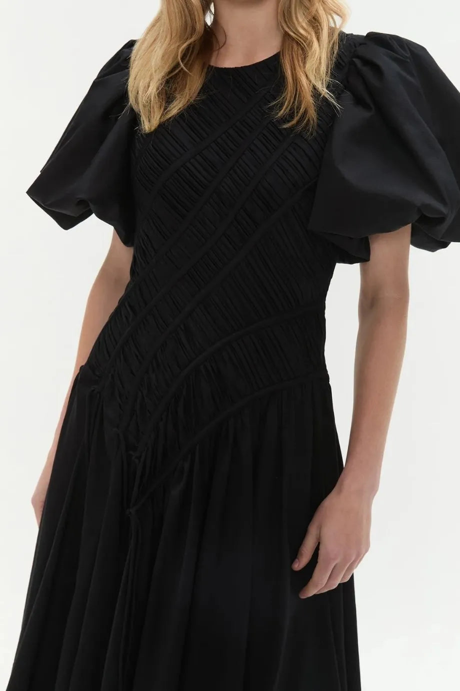 Wisteria Cotton Midi Dress in Black
