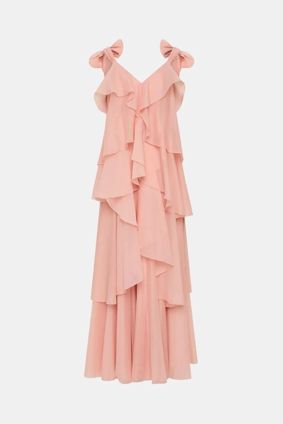 Gracie Sleeveless Ruffles Maxi Dress in Pink