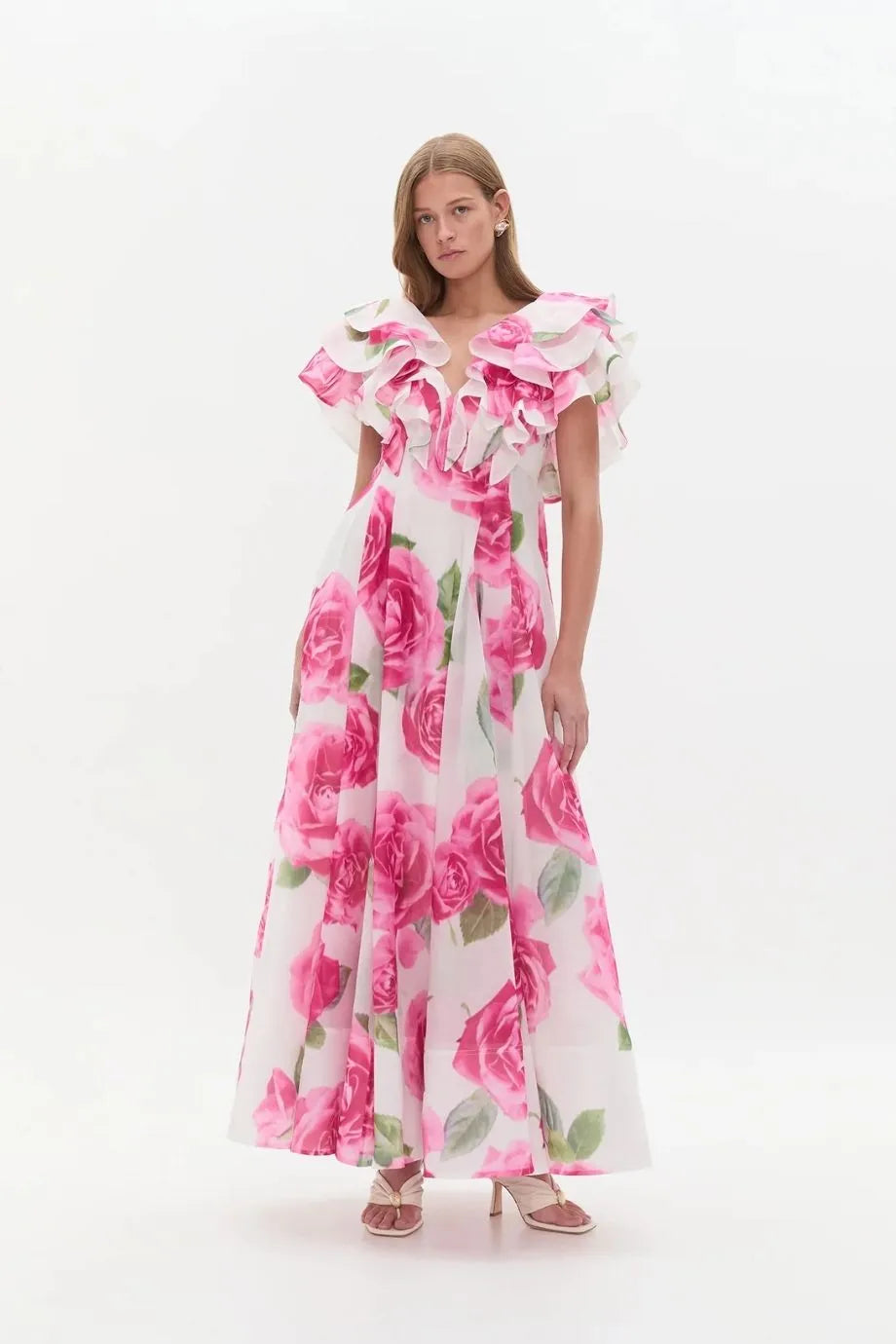 Olea Floral Maxi Dress in Pink