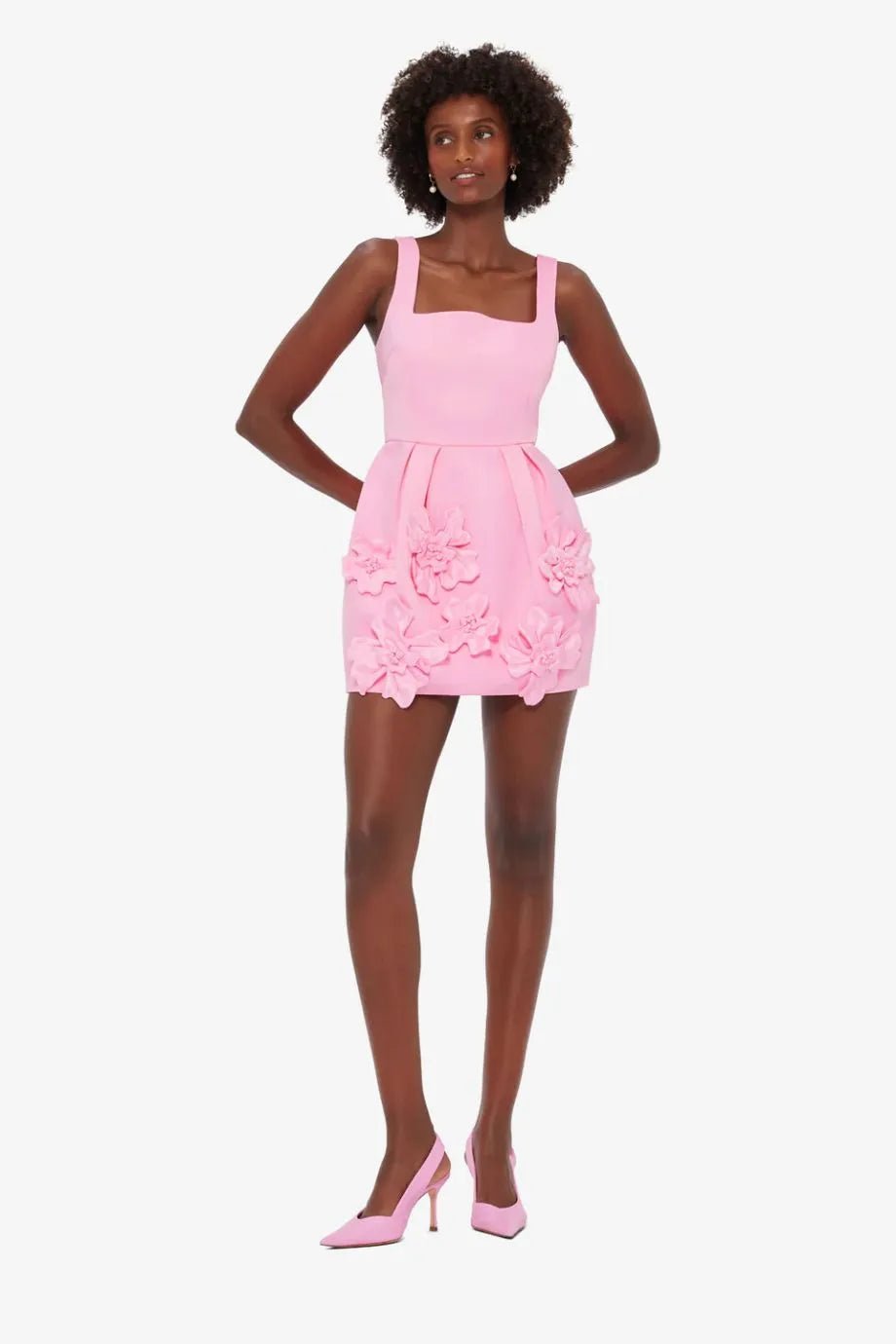 Piper Floral Applique Sleeveless Mini Dress in Pink
