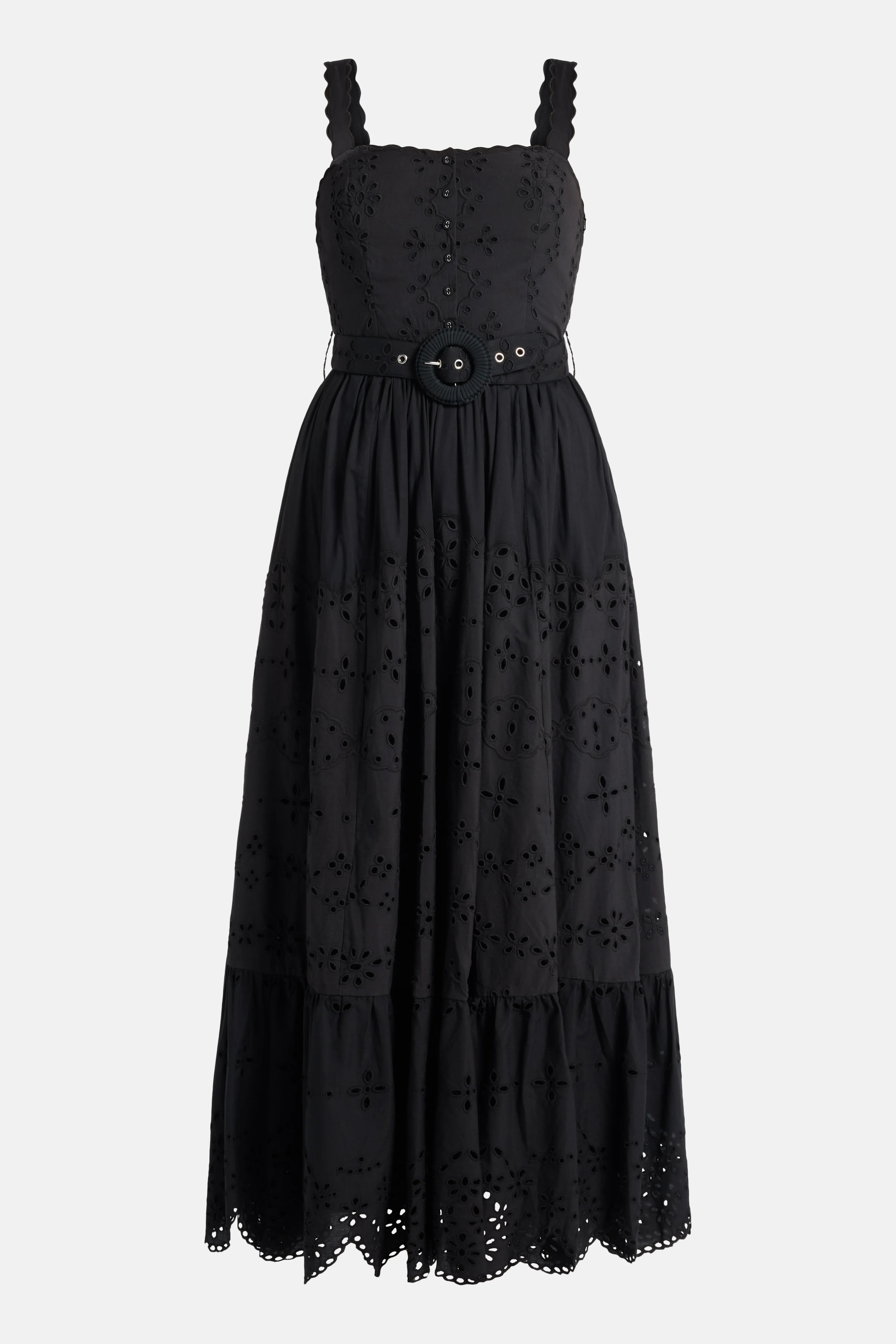 Raga Sleeveless Belted Cotton Maxi Dress in Black