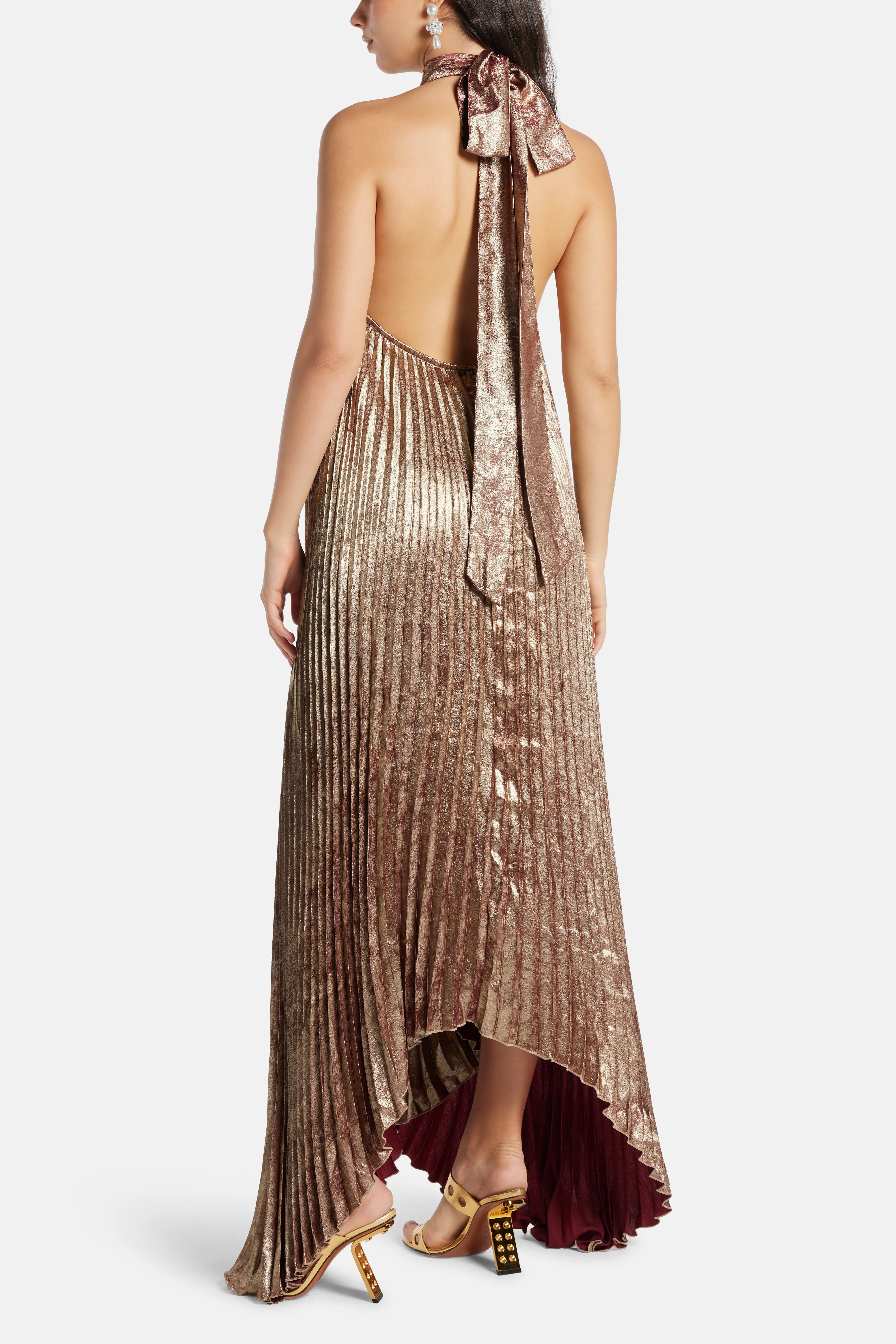 Olympia Sleeveless Evening Dress in Gold