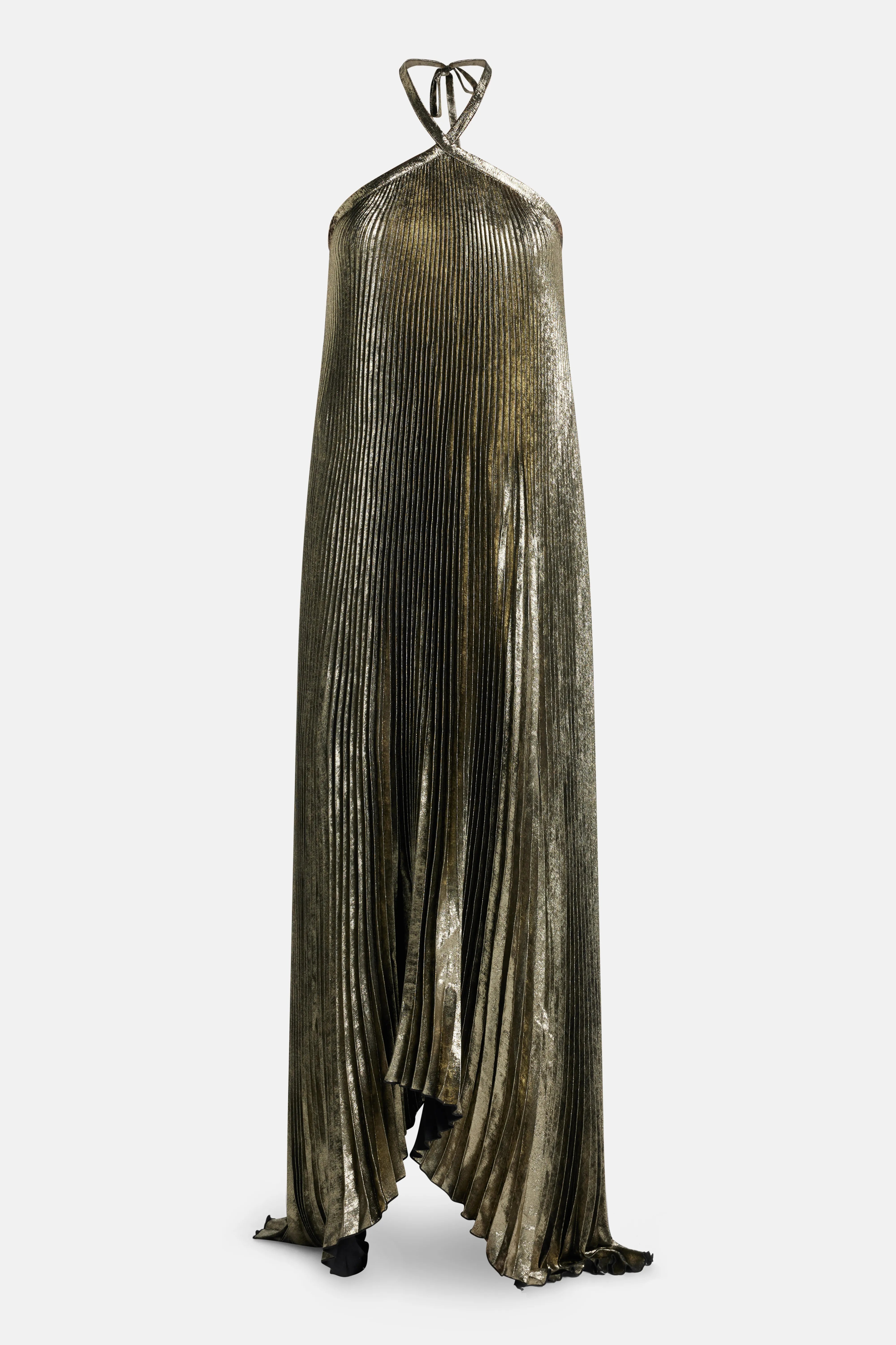 Deesse Shimmer Evening Dress in Gold