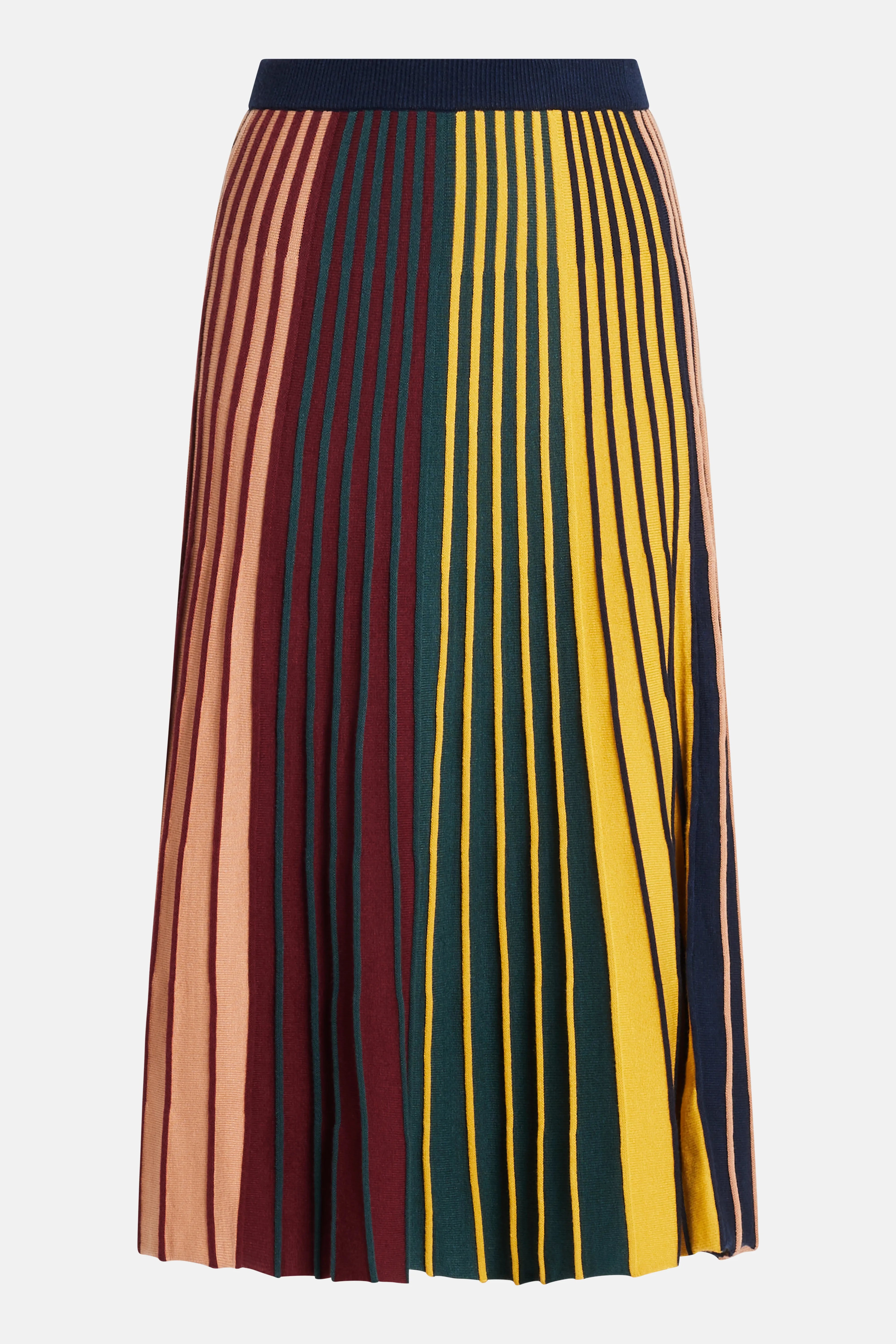 Celia Stripes Knit Midi Skirt in Maroon