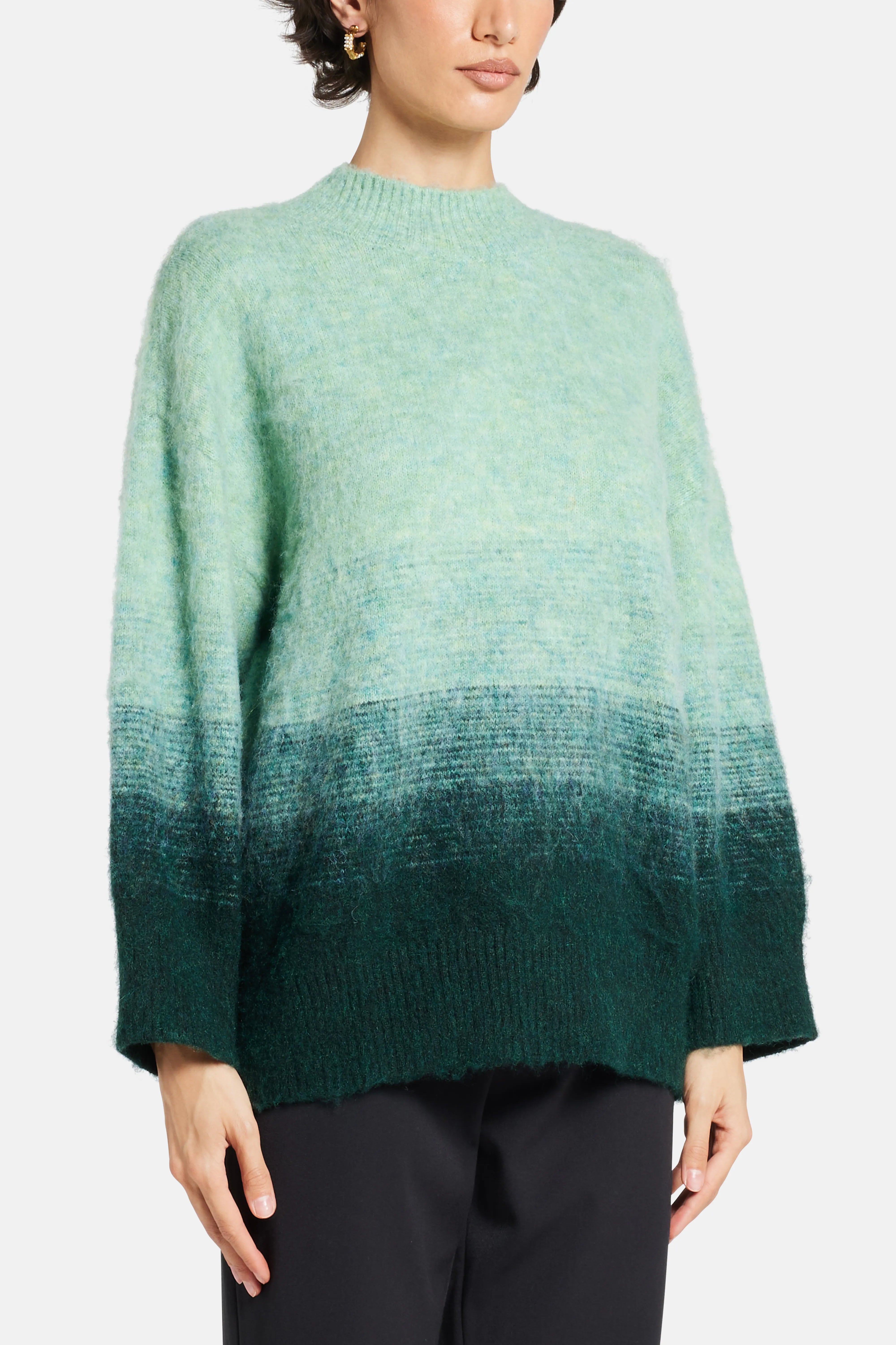 Leith Ombre Round Neck Wool Sweater in Blue