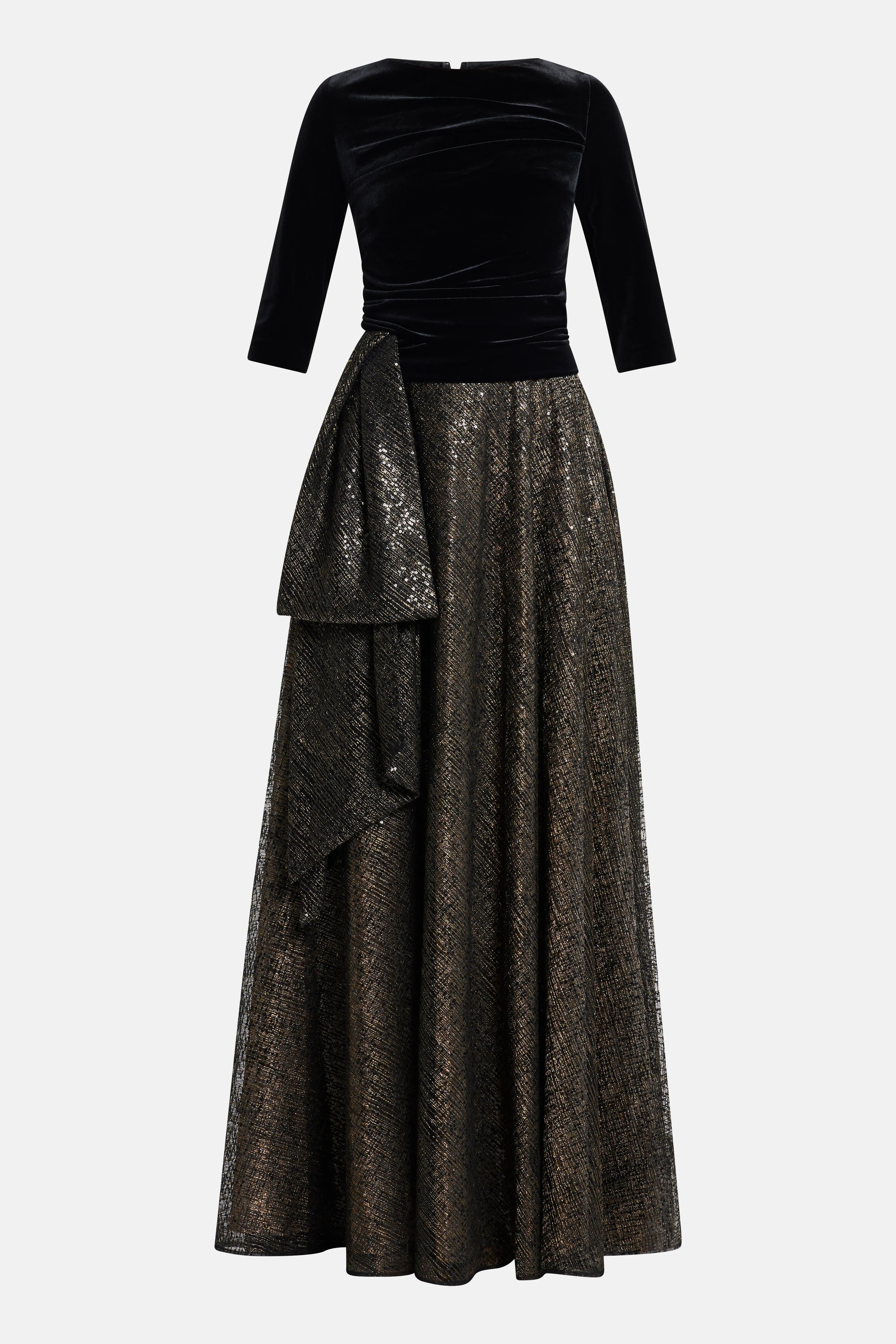 Dulce Sequin Net Evening Dress in Black