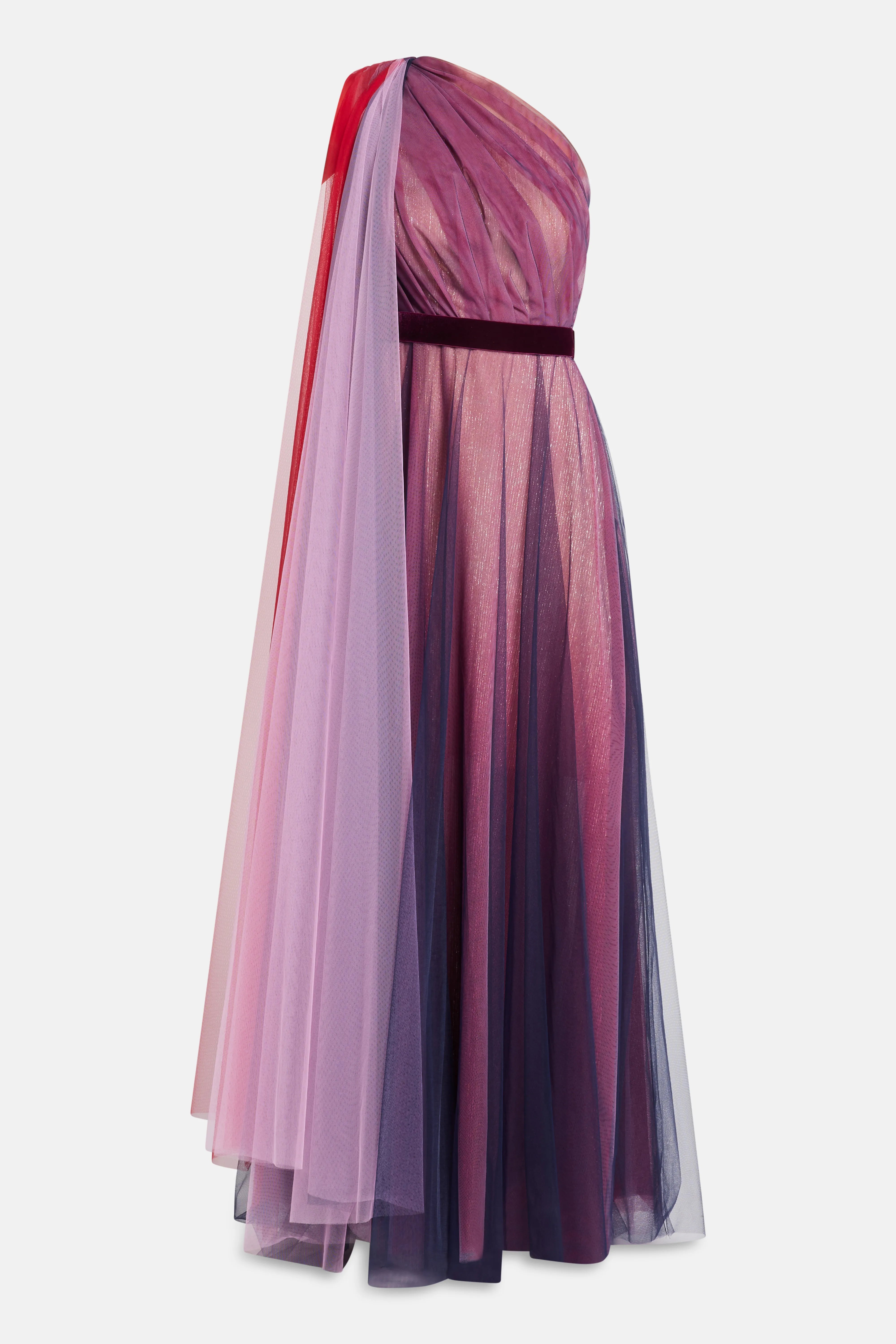 Tulle Midnight One Shoulder Evening Dress in Blue