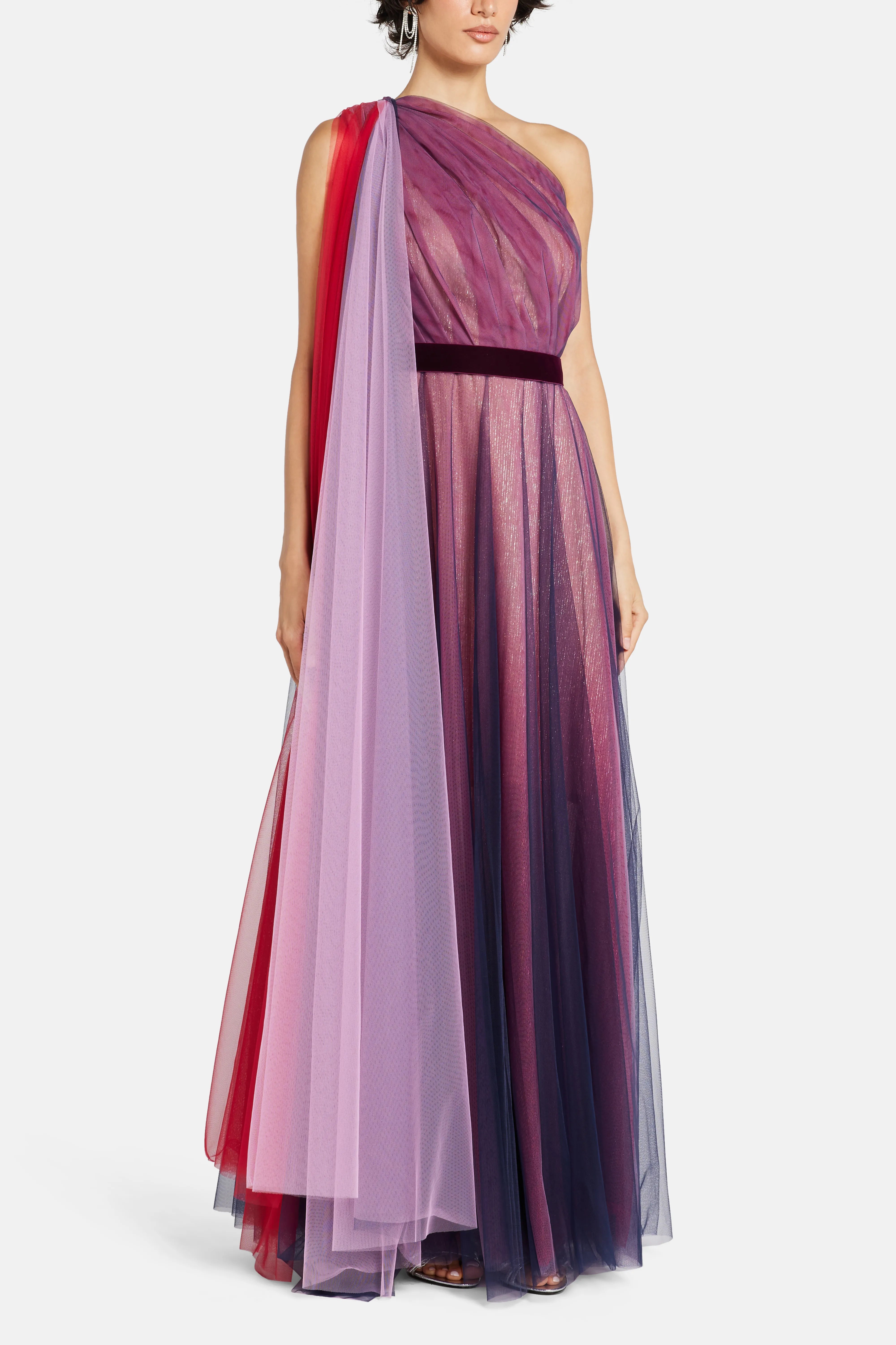 Tulle Midnight One Shoulder Evening Dress in Blue