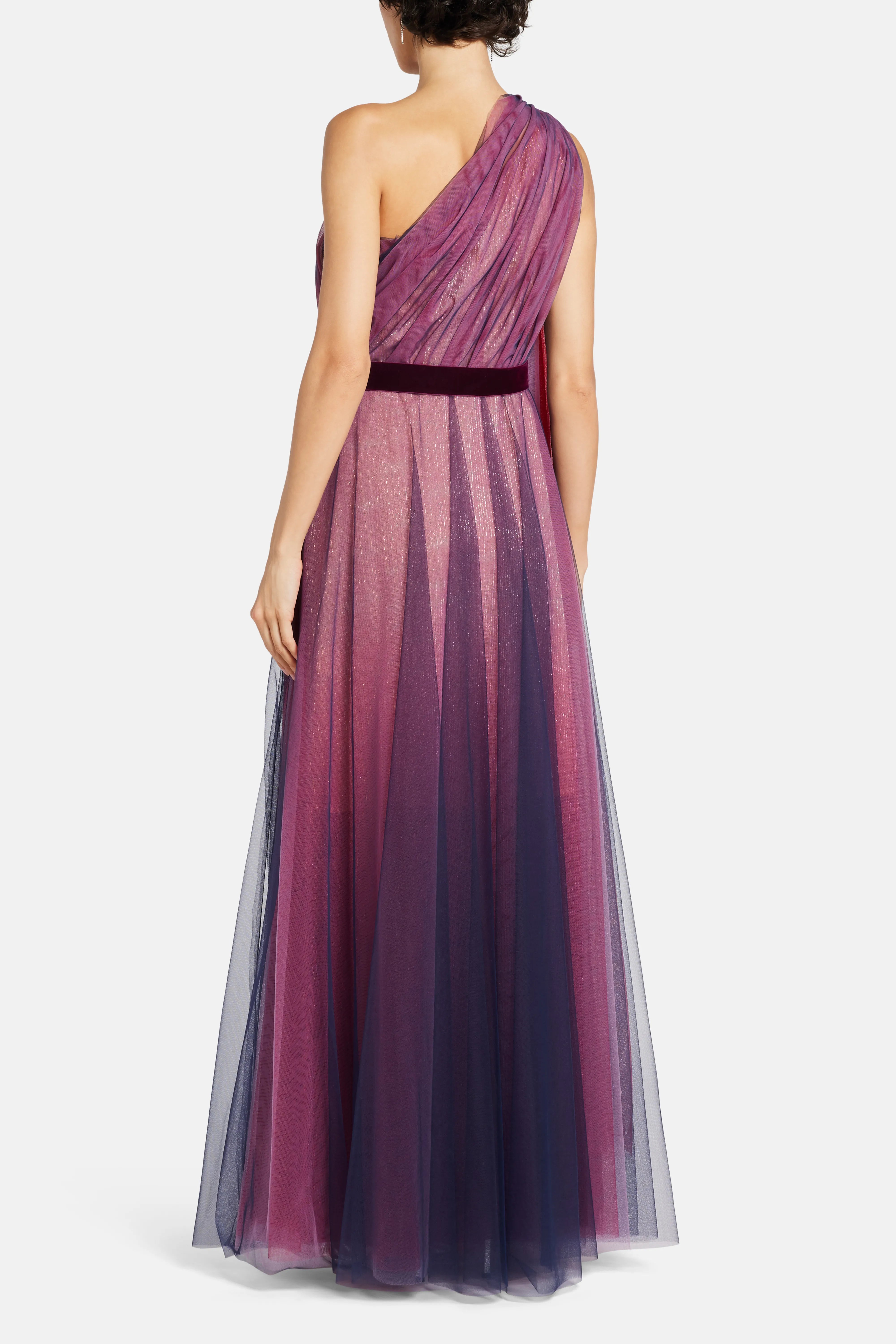 Tulle Midnight One Shoulder Evening Dress in Blue