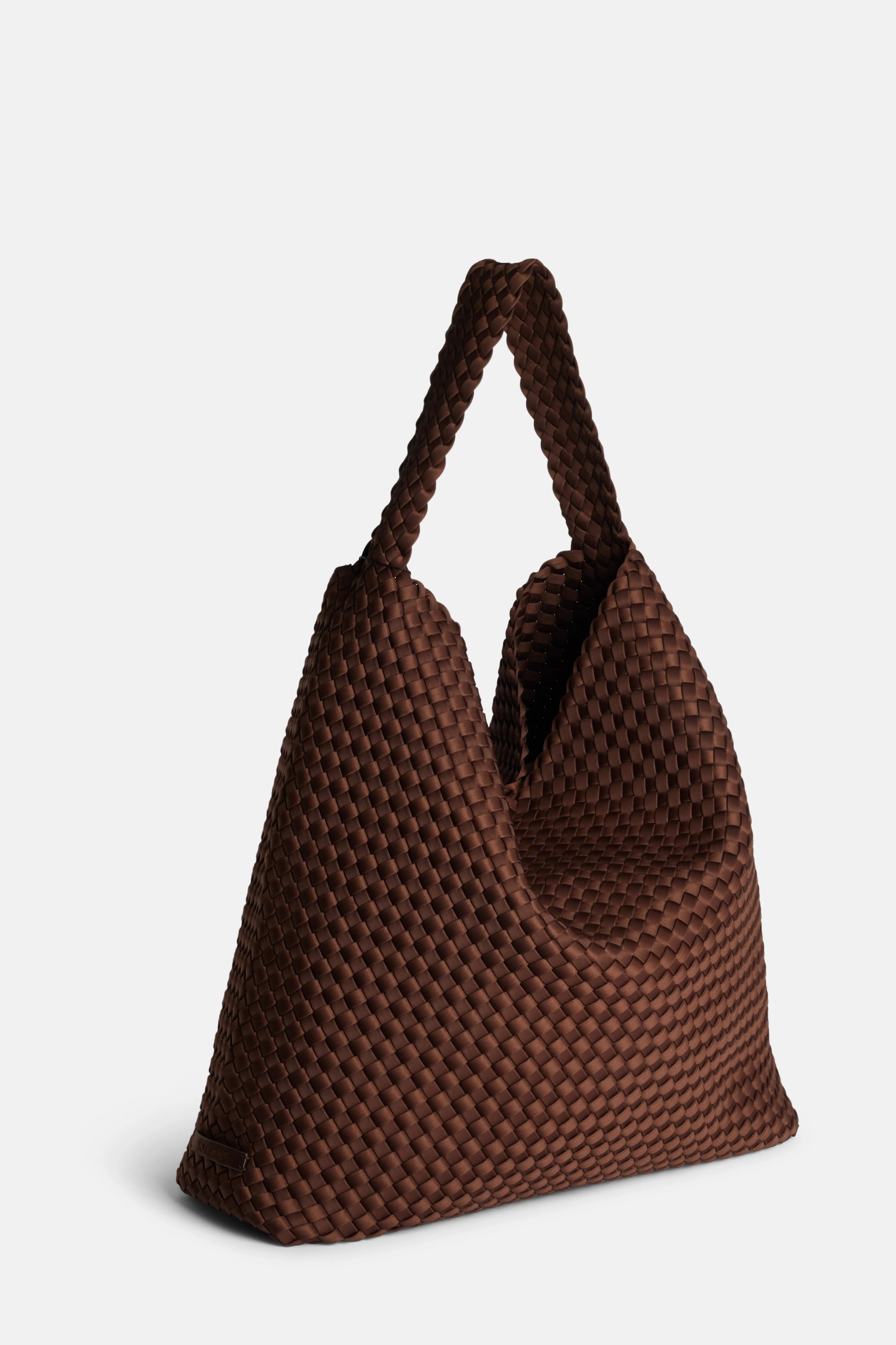 Nomad Woven Large Hobo Shoulder Bag in Brown With Pouch