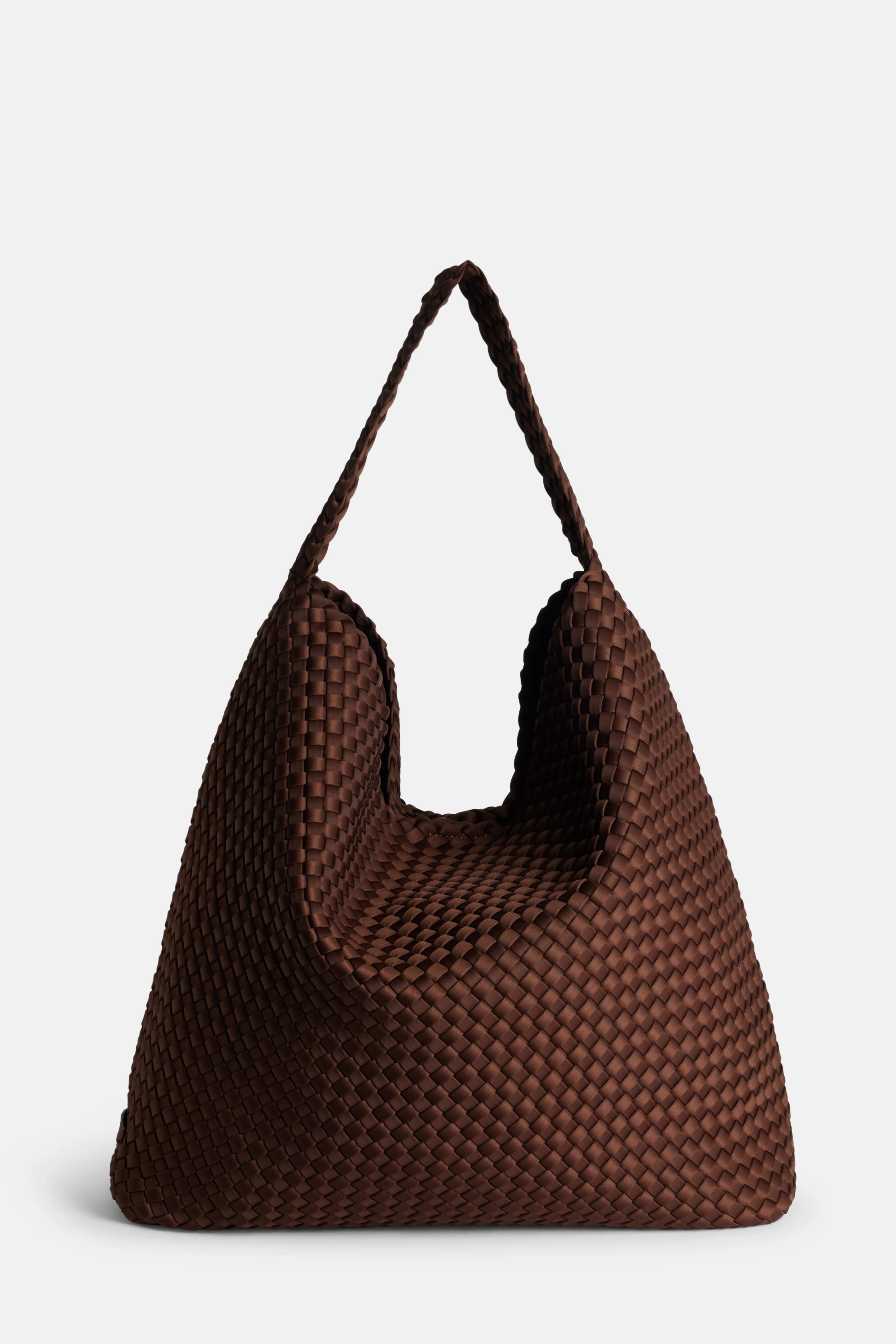 Nomad Woven Large Hobo Shoulder Bag in Brown With Pouch