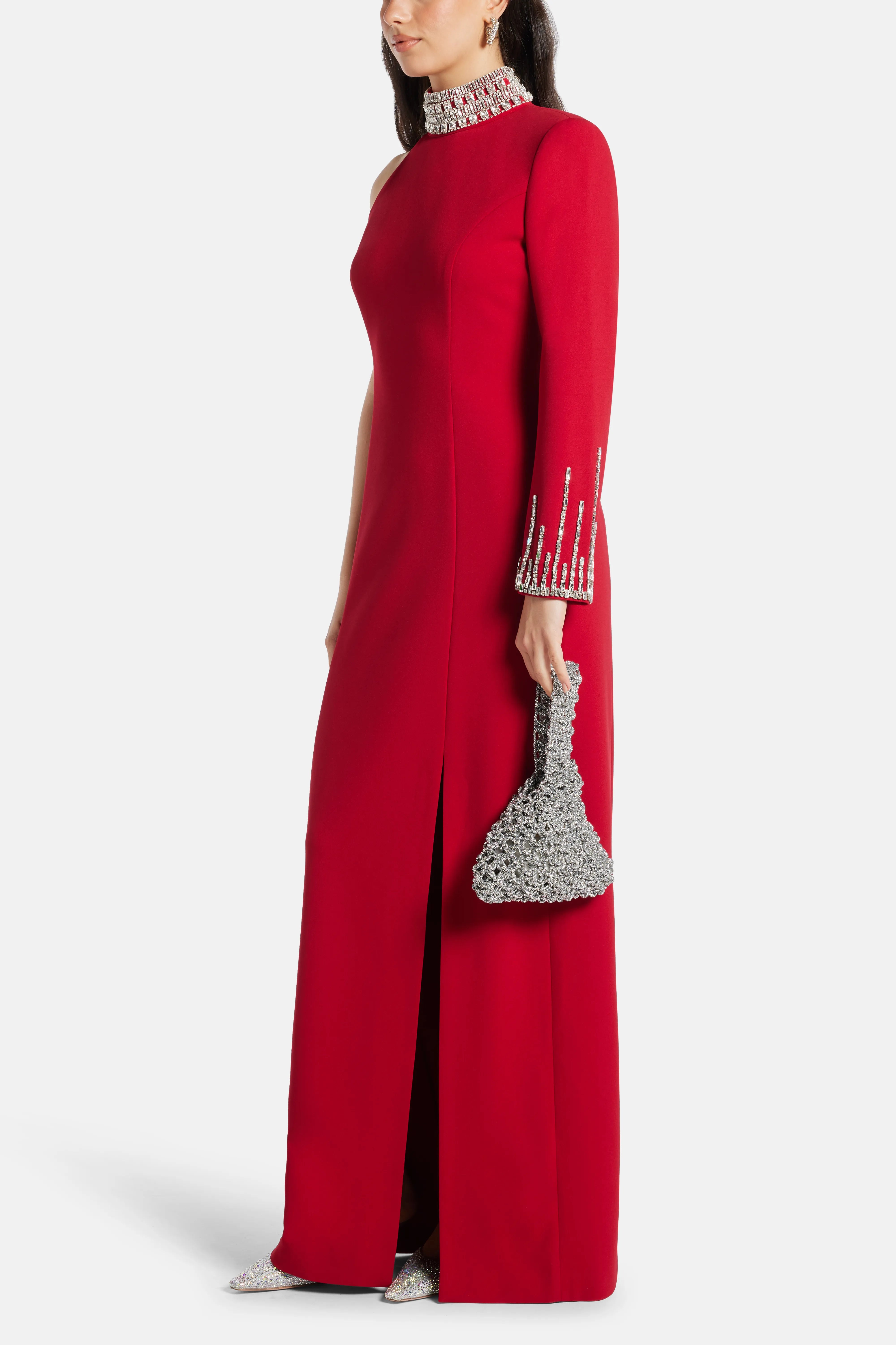 Niky Crystals Top Handle Bag in Silver